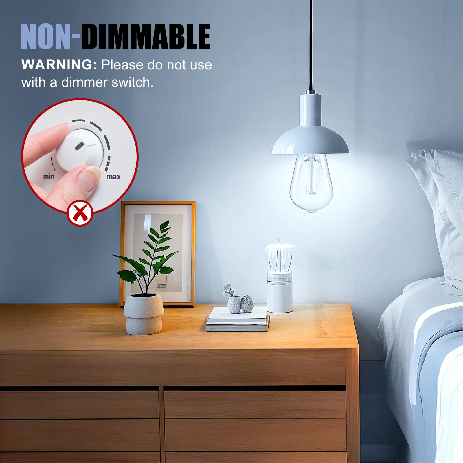 Brightown LED Edison Bulbs, 6W (60W Equivalent), 5000K Pure White, 750 Lumens, E26 Medium Base, 6 Pack, Non-Dimmable,
