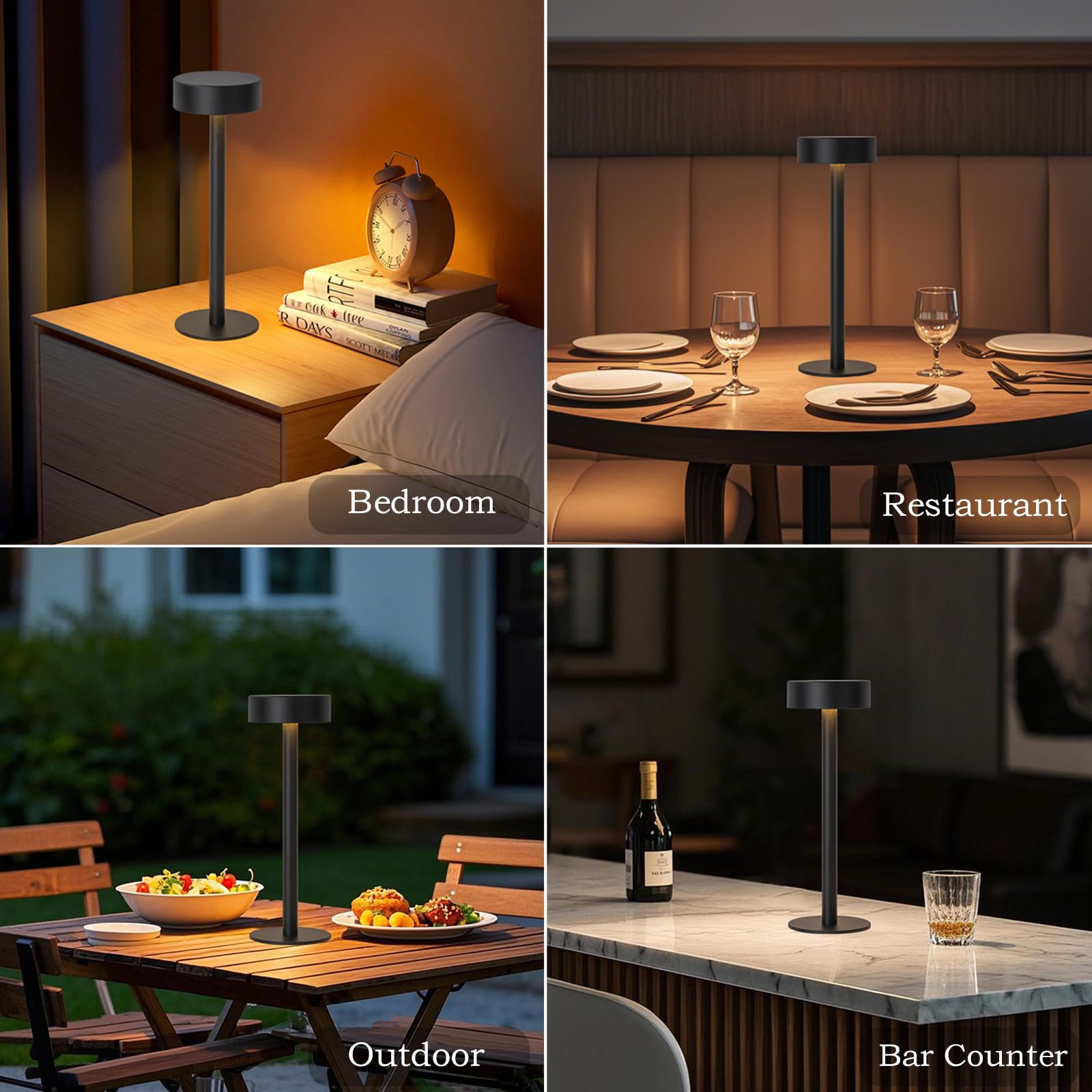 Briever Portable Cordless Table Lamp, Rechargeable Battery Operated Lamp With 3 Colors Stepless Dimming, Outdoor Led Desk Lamp F
