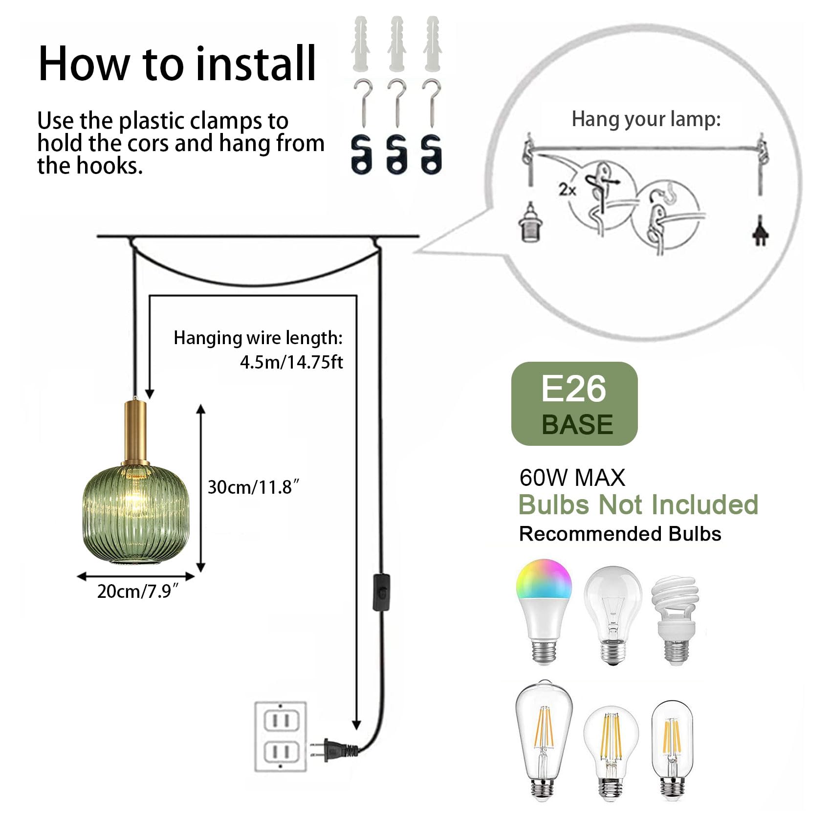 Pobllem Mid Century Modern Pendant Light 1-Light Gold Chandelier Ceiling Light Fixtures With Classic Striped Lantern Design, Plu
