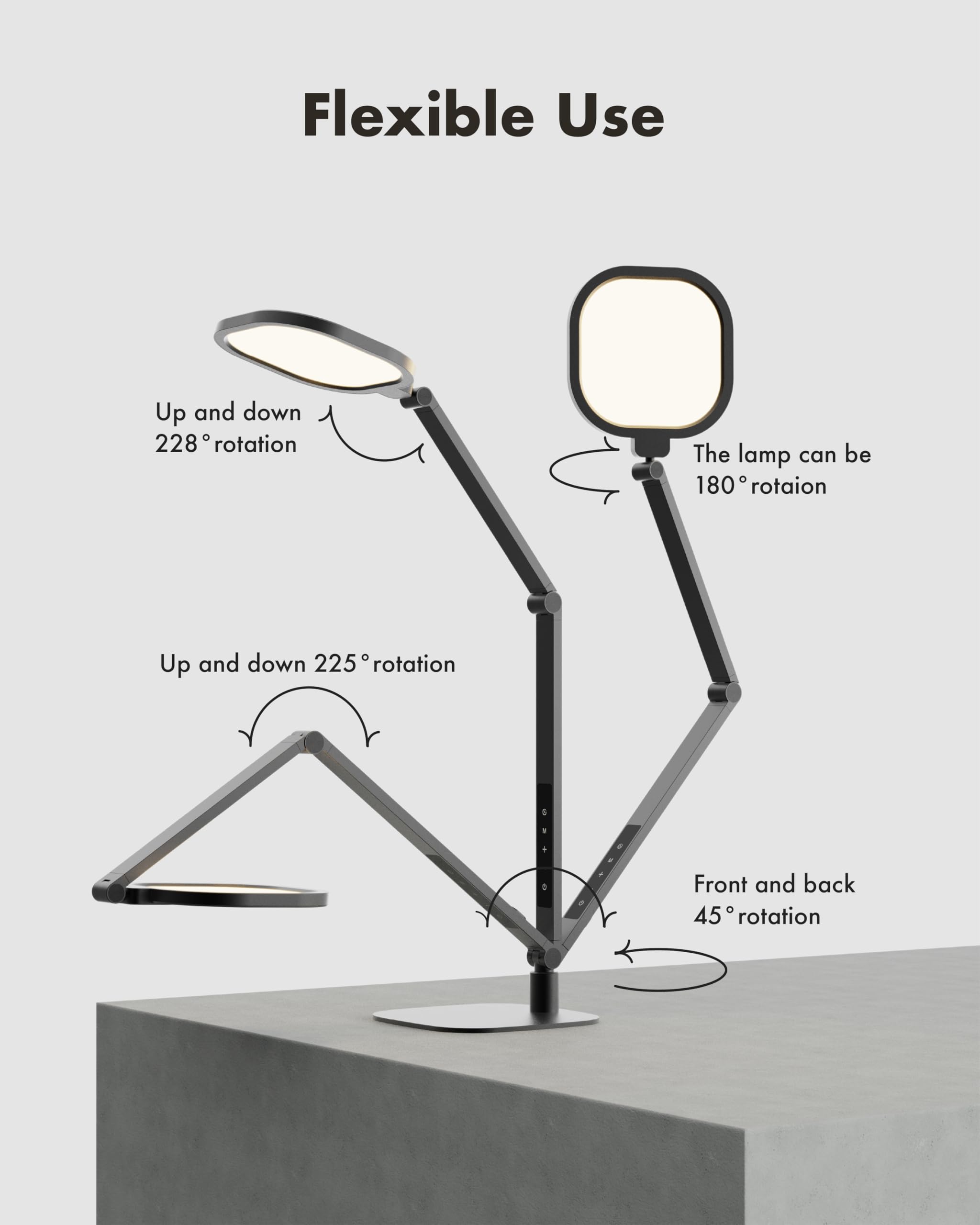 Litones Led Desk Lamp For Home Office, 15W Computer Zoom Lighting With Swing Arm, Memory & Timer Function, Dimmable Desktop Ring