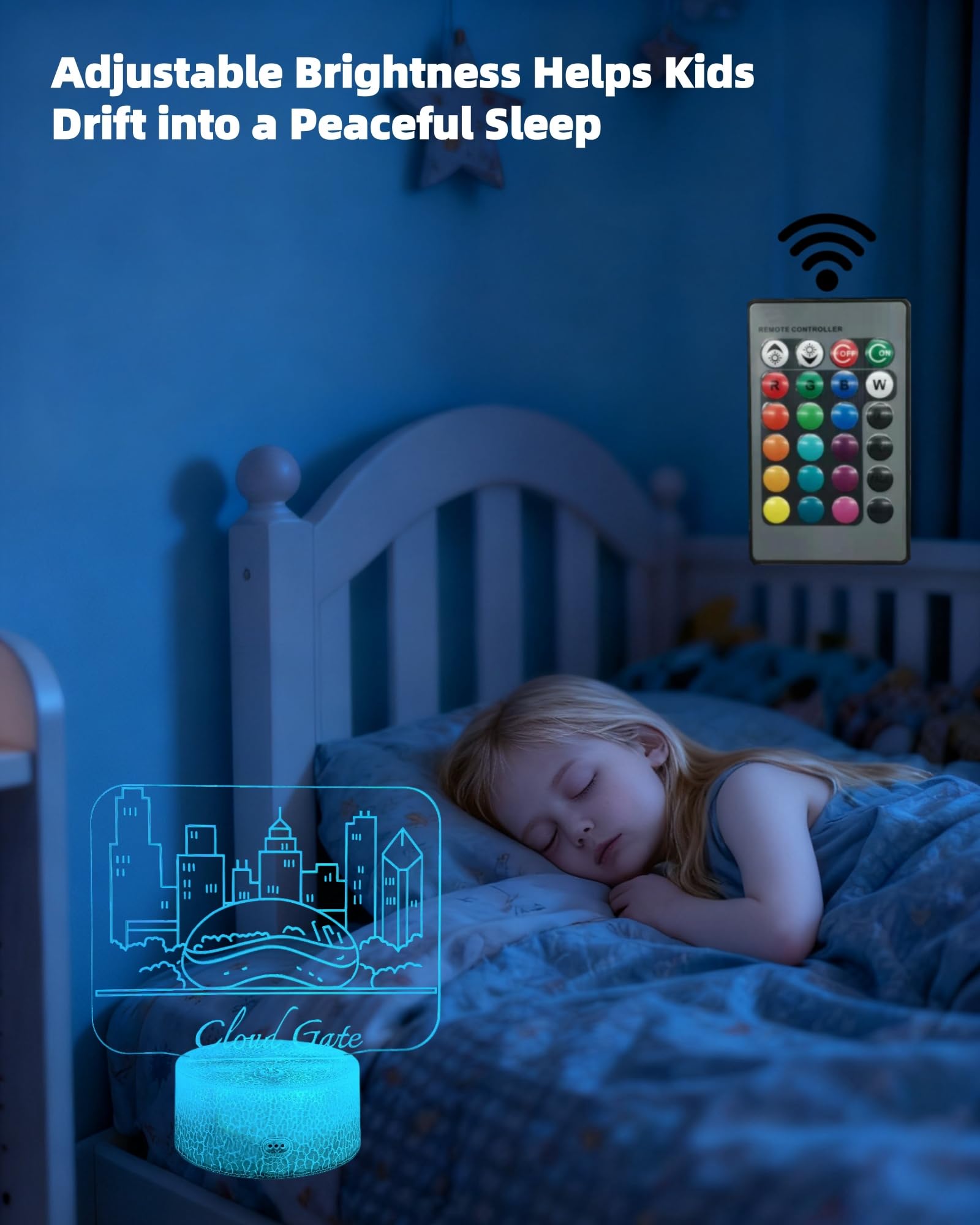 Kenmaca 3D Illusion Lamp Night Light, Multicolor, Touch & Remote Control, Dimmable, Christmas Birthday Gift