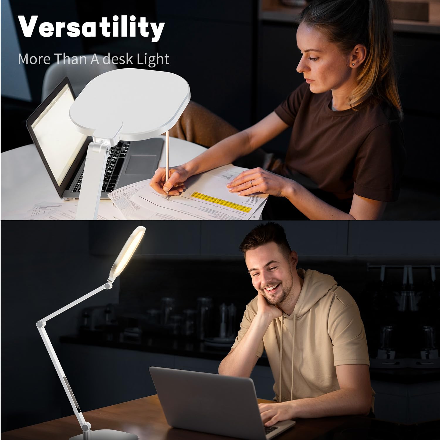 Led Desk Lamp For Home Office, Desk Light For Video Call, 3 Color Temperature 10 Brightness Computer Light, Dimmable Led Desk Li