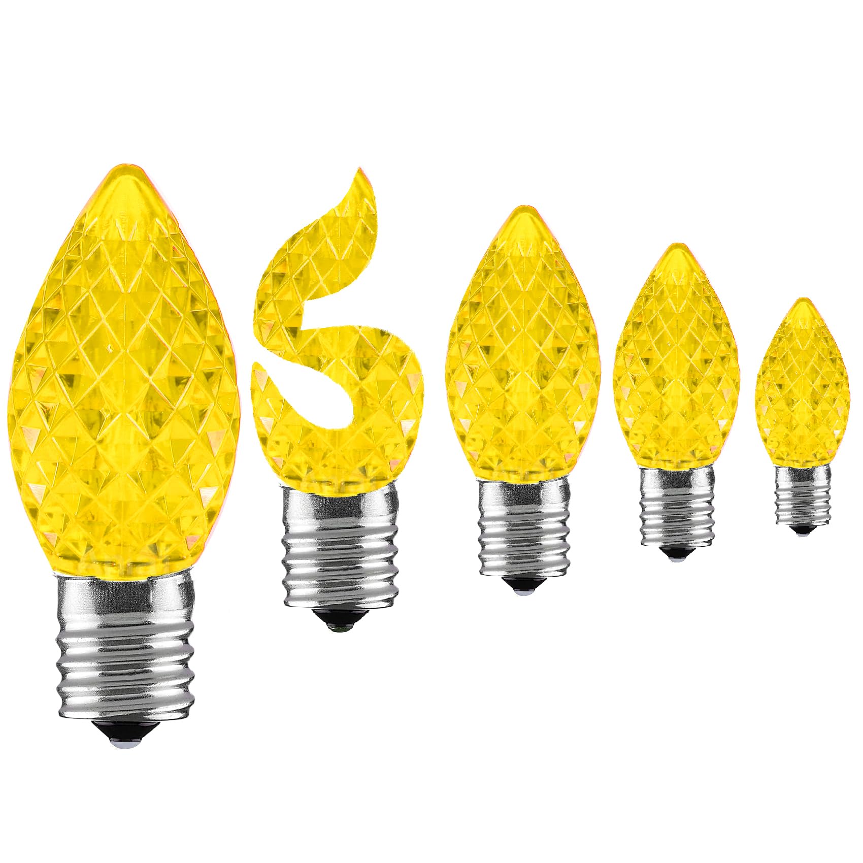 Aniai 5Pcs C7 Led Christmas Light Bulbs - C7 Led Bulbs With E12 Base Sockets Replacement Bulbs For Outdoor String Lights - Comme