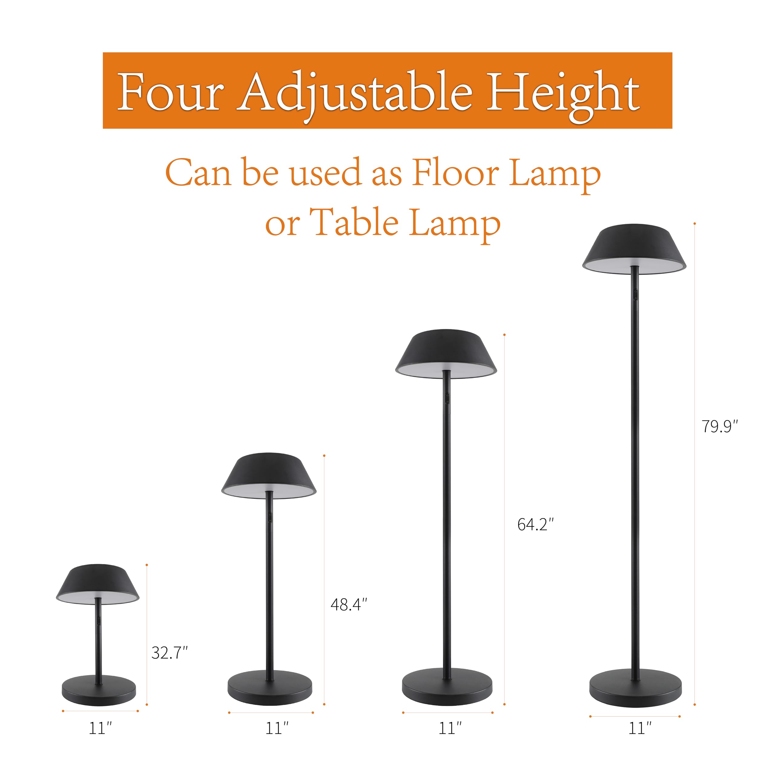 Bobcat Lighting Outdoor Solar Floor Lamp - Tall, Bright, Cordless, 3 Light Colors, Usb-C Charge