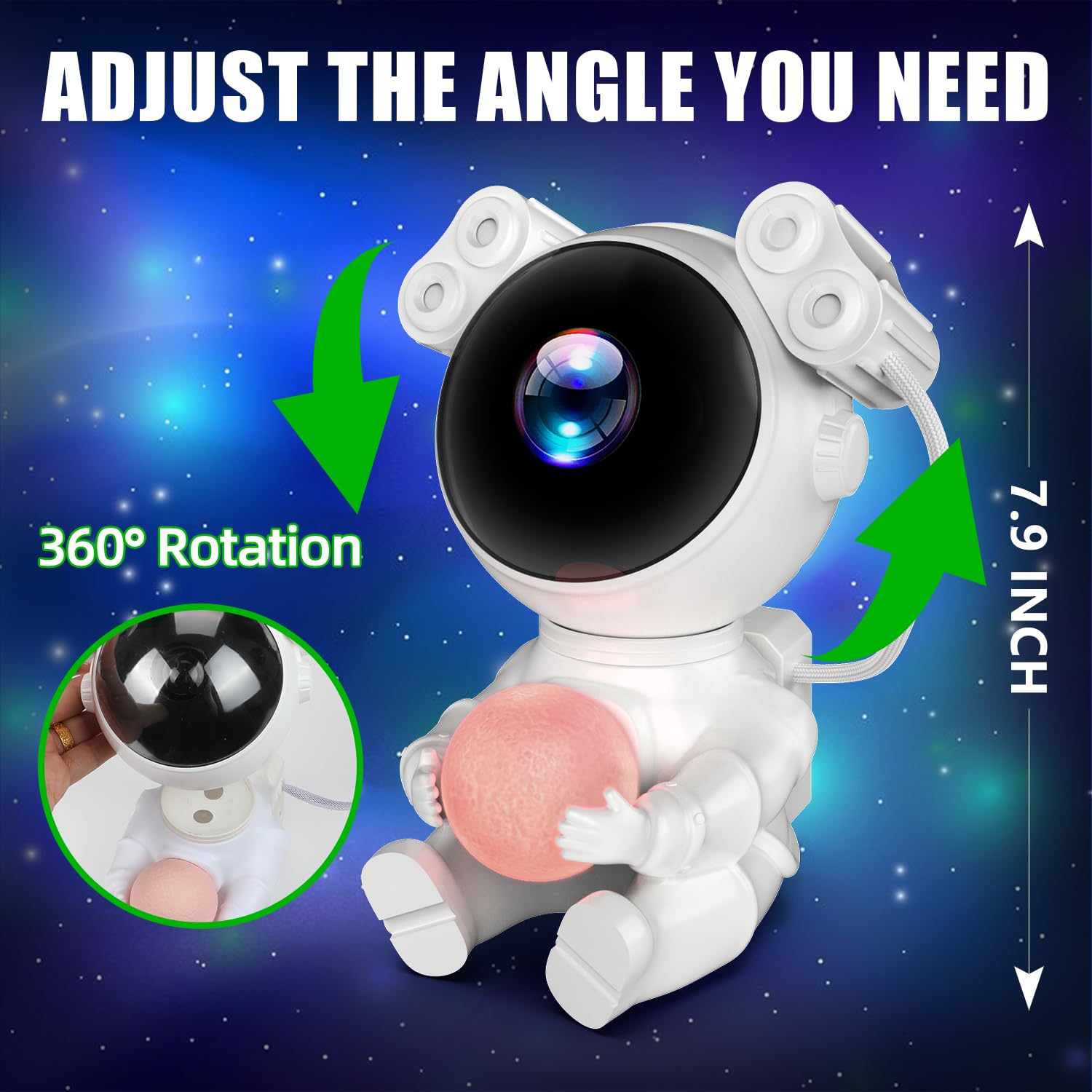 Astronaut Galaxy Projector Night Light Star With Timer And Remote Galaxy Light With Seven Colors Moon Night Light Led Nebula Lights For Kids Adults For Bedroom Gaming Room Decor Gift (Spherical)