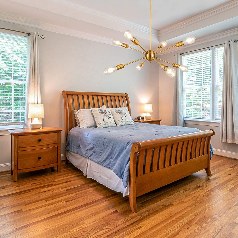 Lynpon 8-Light Gold Sputnik Chandelier - Modern Brass Ceiling Fixture For Dining Room & Entryway