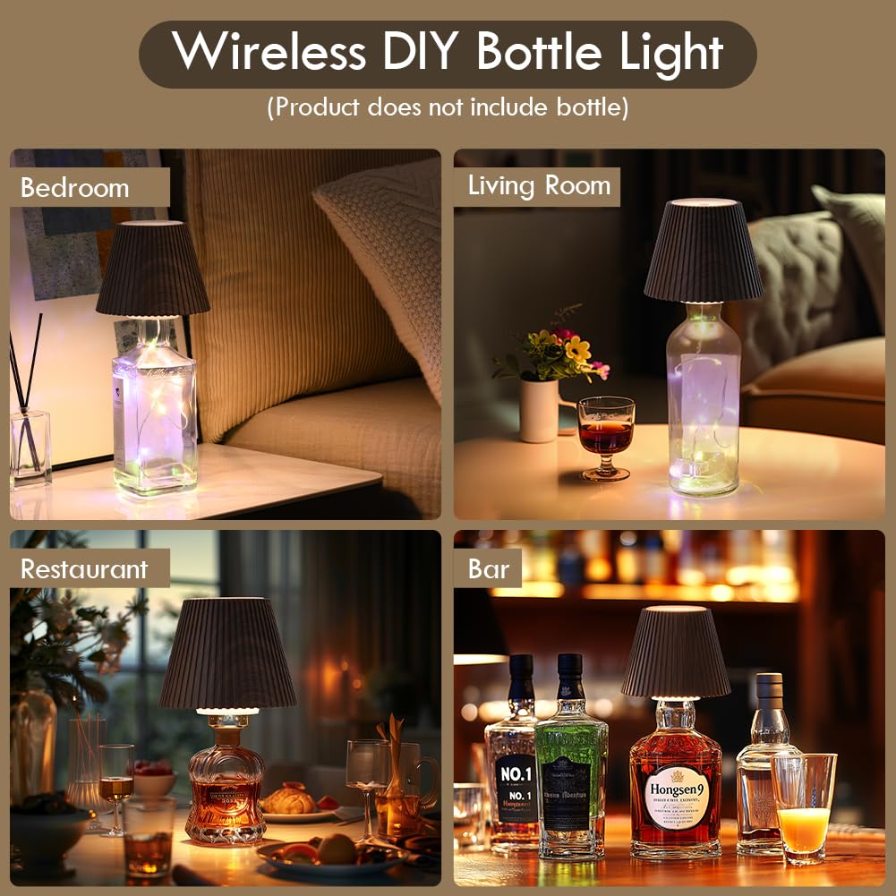 Wilit Wireless Bottle Lamp For Bar Decor, 3-Level Brightness Lampshades For Table Lamps, Rgb Lamp For Bedroom, Table Decor For L