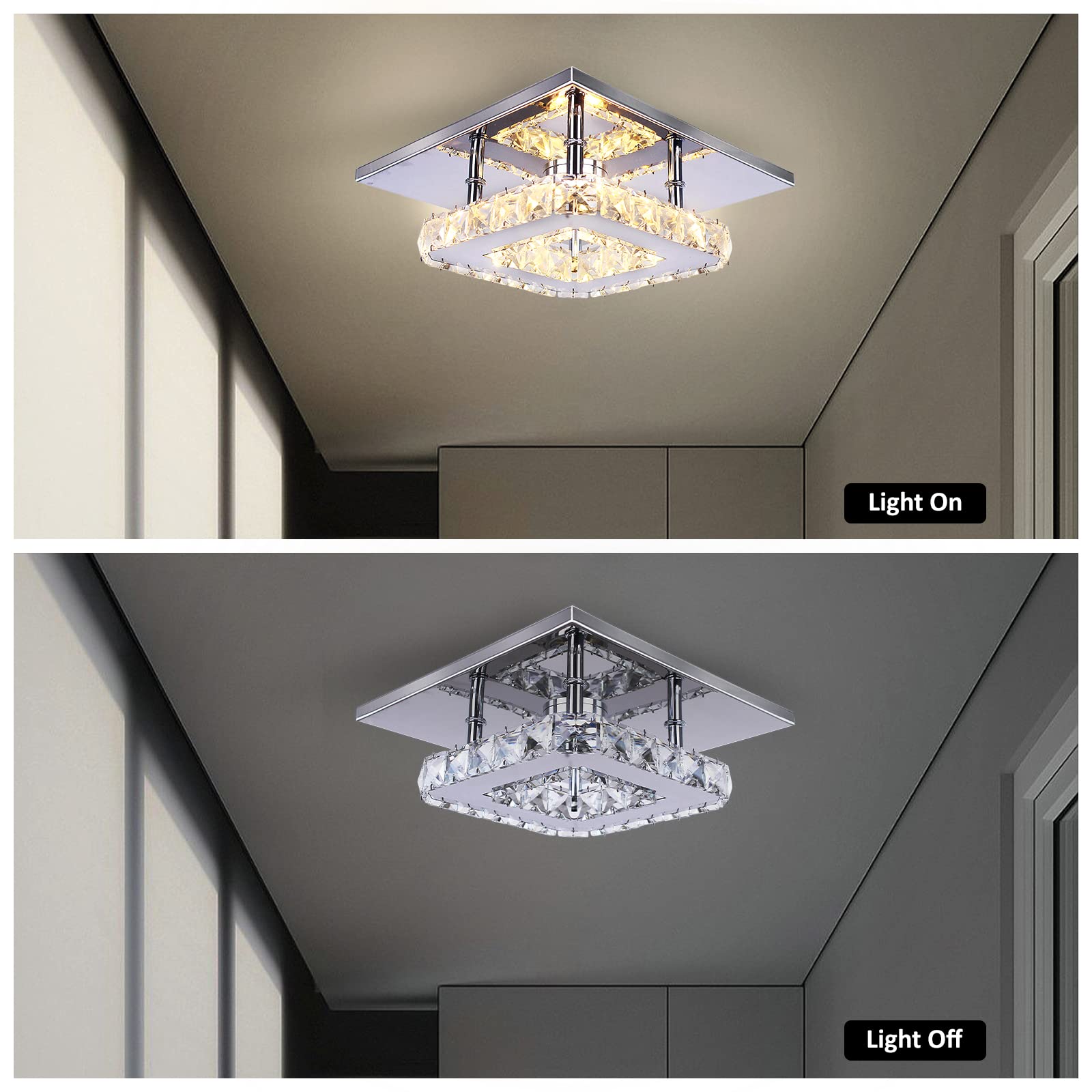 diisunbihuo Small LED Chandelier Semi Flush Mount Crystal Lamp, Warm Color, Model lamp28, Ideal for Bedrooms and Dining Rooms