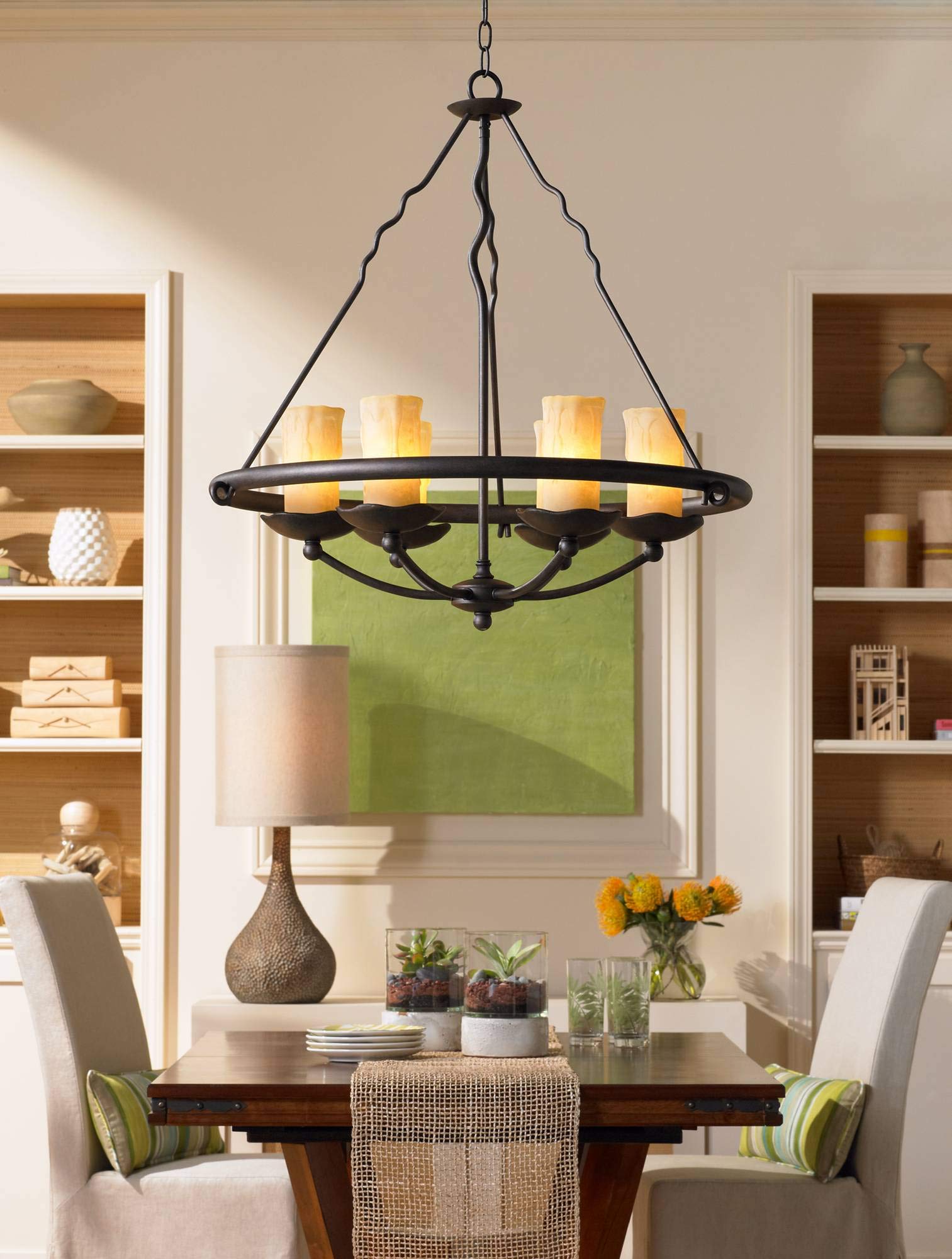 360 Lighting Gourd-Shaped Table Lamp 31.25in Tall Antique Bronze Resin White Linen Shade Model Y8112
