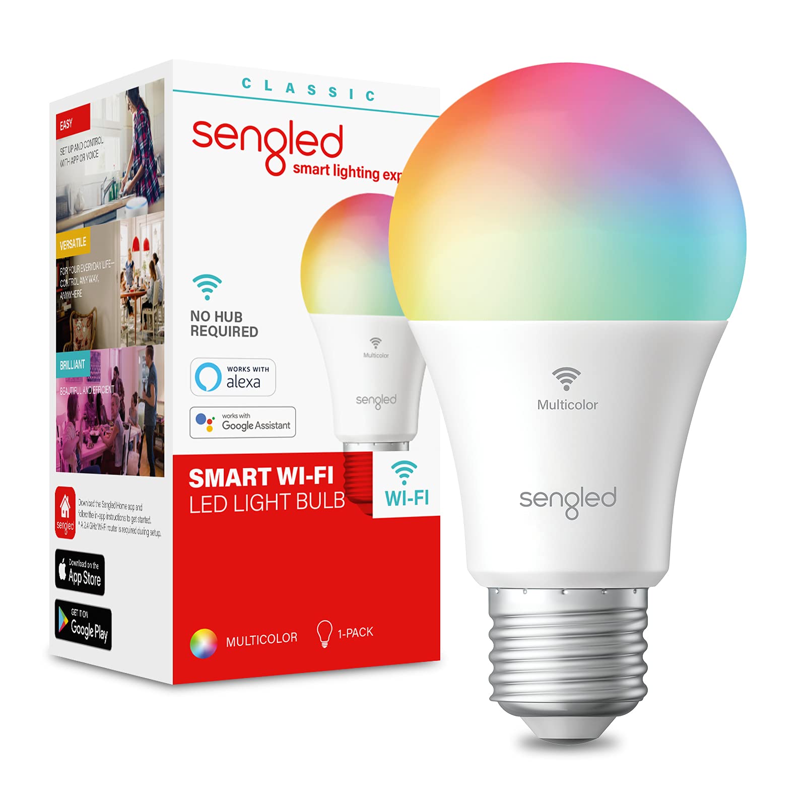 Sengled Smart Bulb, WiFi Light Bulbs, Color Changing Light Bulb, Smart Light Bulbs that Work with Google Assistant, A19 RGB Ligh