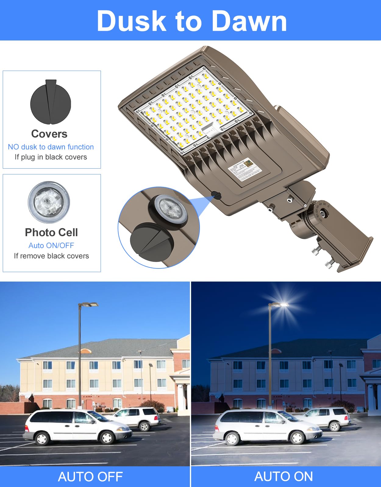 Kukuppo 200W Led Parking Lot Lights With Photocell  Dlc Ul Listed Industril Grade Led Shoebox Street Pole Light Flood Light 30000Lm 5000K Ip65 Waterproof Commercial Lighting Slip Fitter 110V 120V