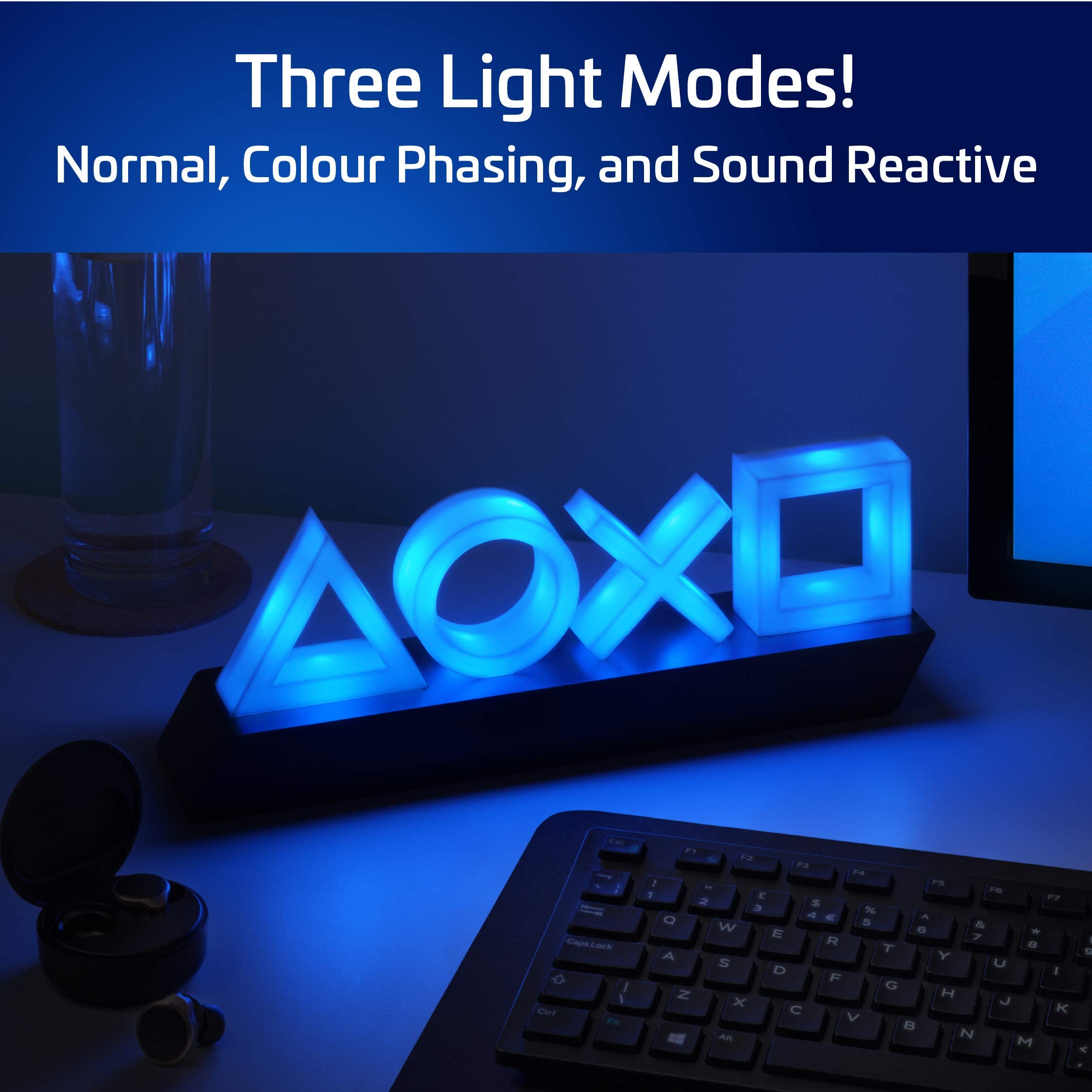 Paladone Ps5 Playstation Icons Light With 3 Dynamic Lighting Modes, Desktop Game Room Decor, Officially Licensed Playstation 5 D