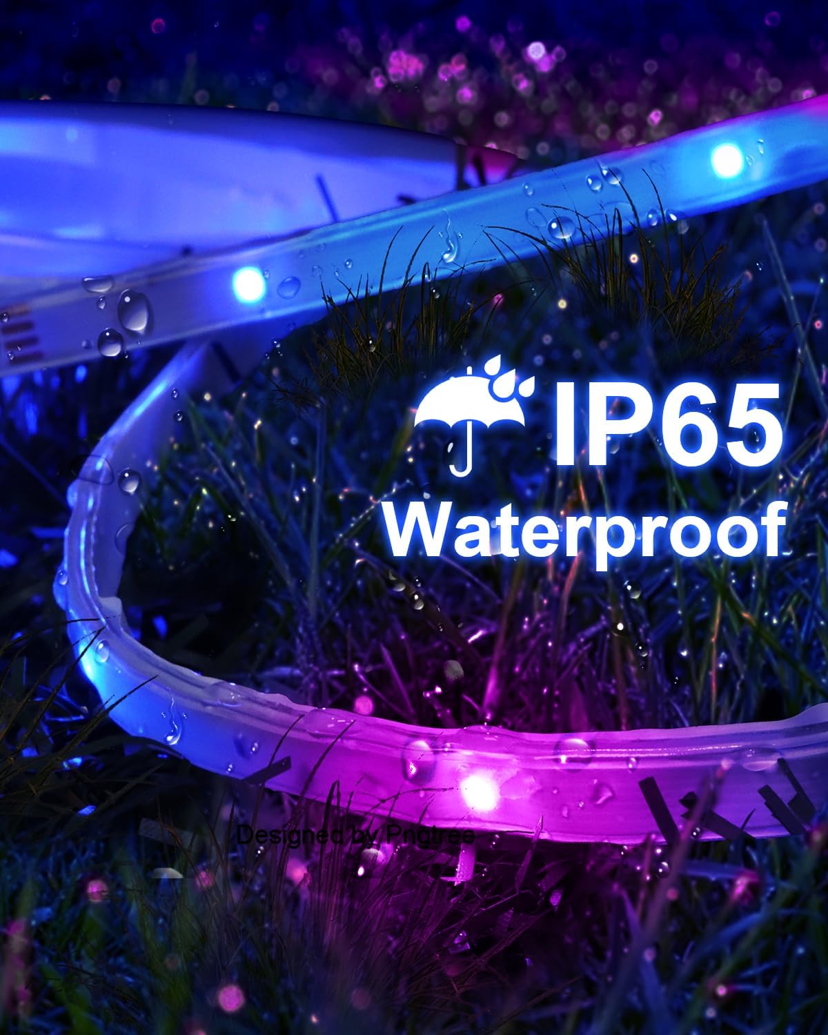 Mulivid Waterproof Outdoor Led Strip Lights,100Ft Led Lights Ip65 With App Control And Remote,Rgb Color Changing Waterproof Led