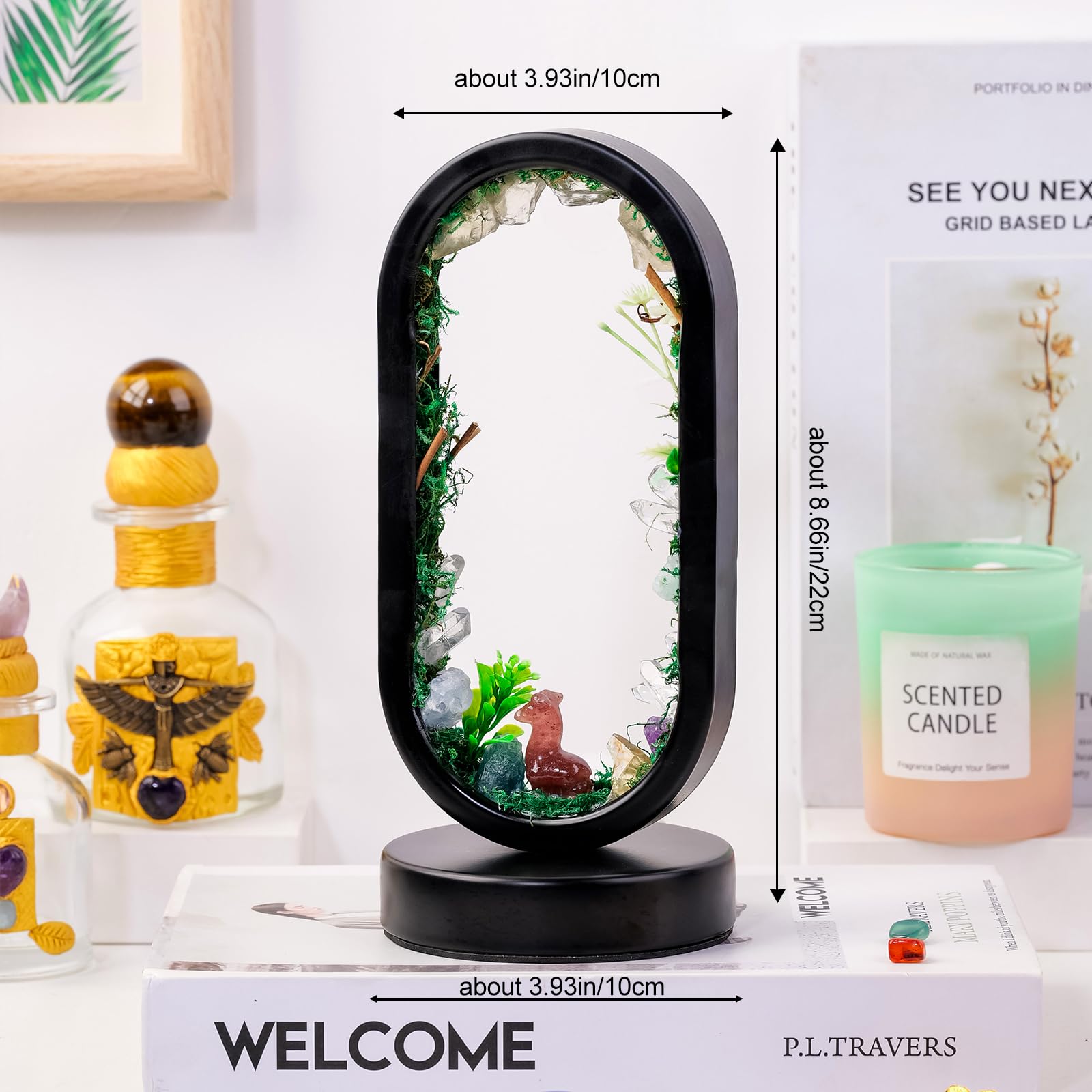 Runyangshi Natural Crystal Night Light LED Bedroom Living Room Night Lamp Oval Quartz Lamp USB Power Bionic Botanical Forest Sty