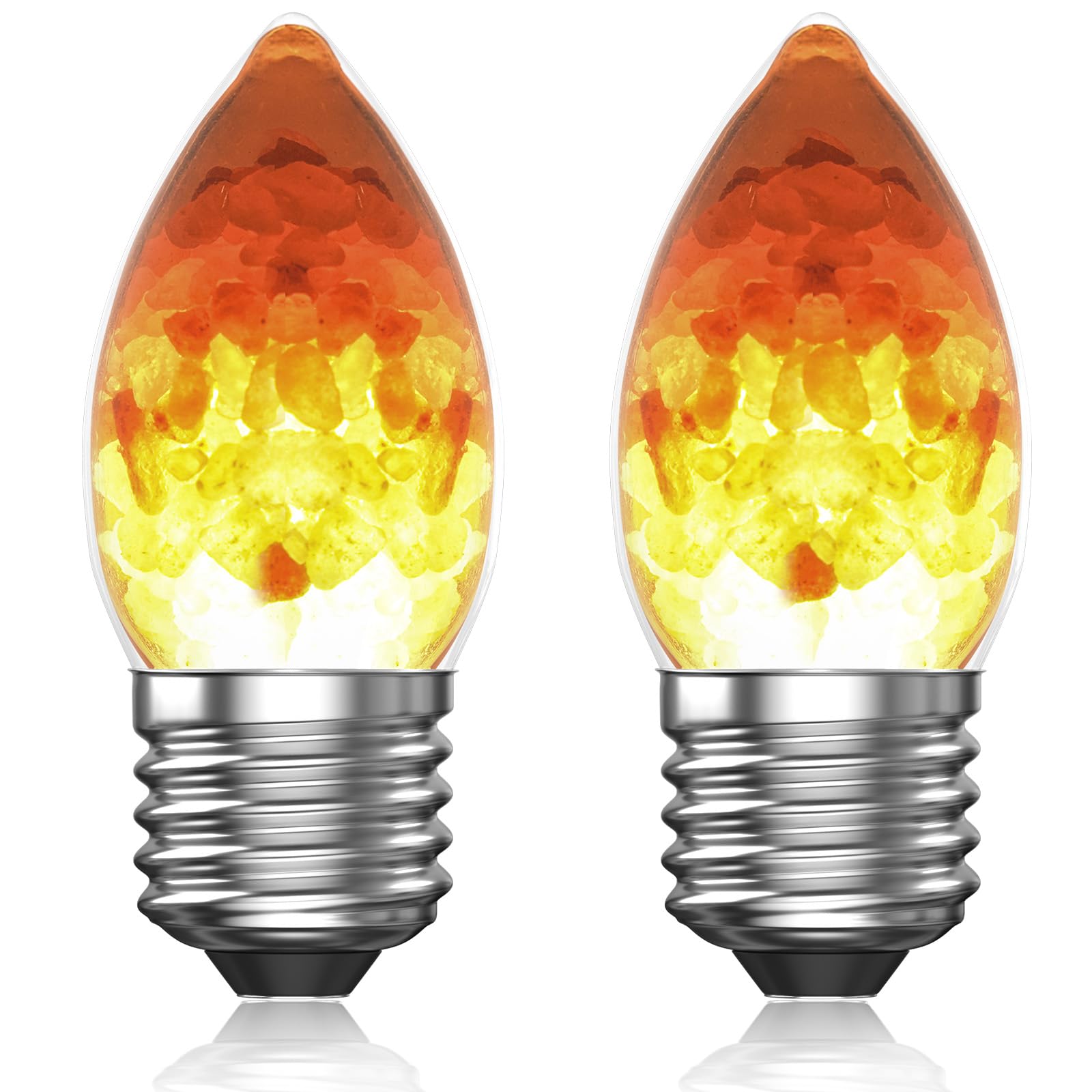 Lustaled 3W LED Salt Light Bulbs E26 2200K Warm Amber Light Bulb, B11 Candelabra Light Bulbs, Himalayan Salt Lamp, Non-dimmable 