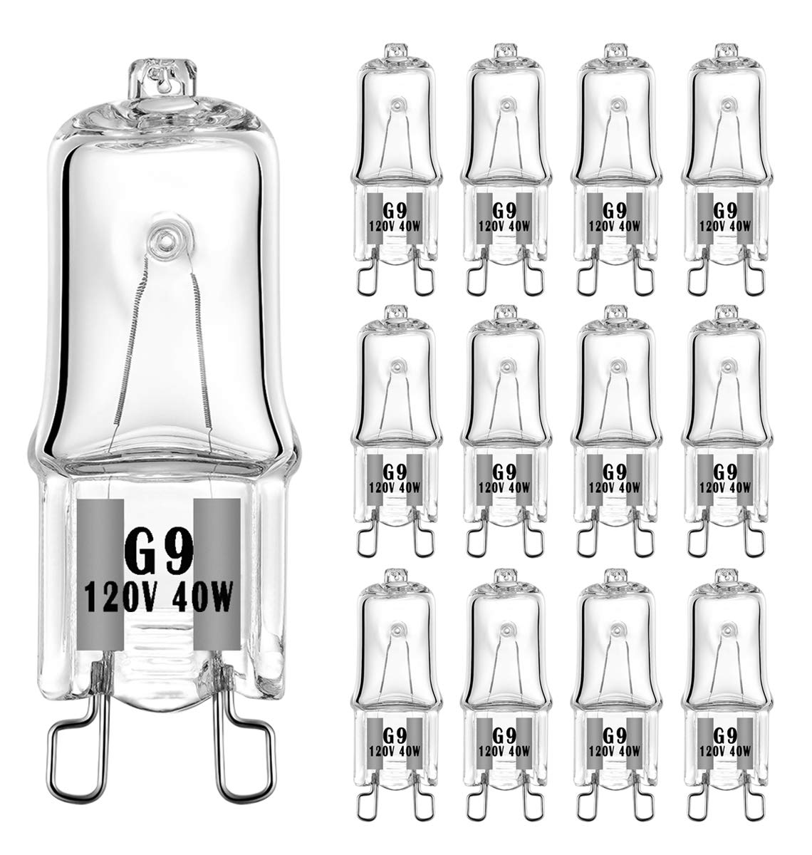 YBEK G9 Halogen Bulb 40W 120V T4 JCD Type G9 Base 2 Pin Light Bulb for Range Hood Lights  Bathroom Light Bulbs  Microwave Ovens Candle Warmer Light Bulbs  Dimmable Warm White (Pack of 12)
