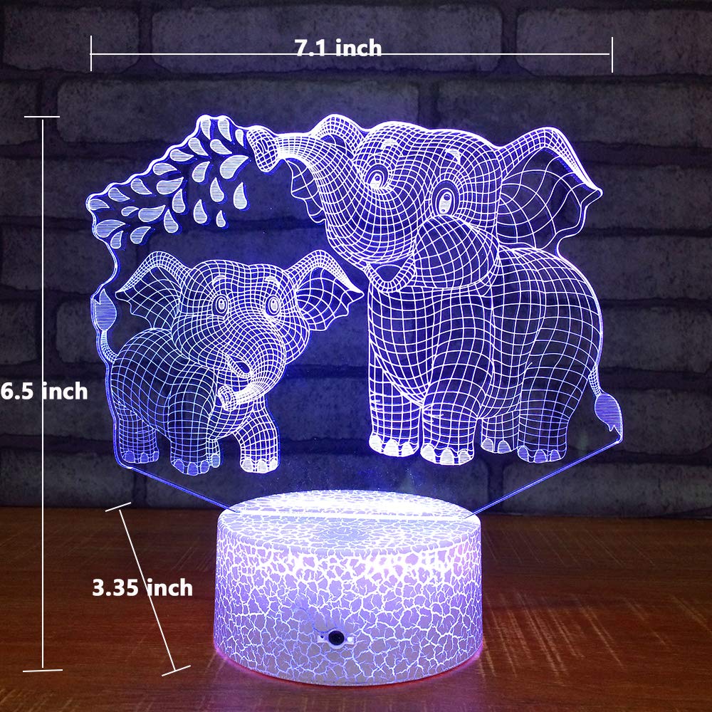 Elephant 3D Night Light for Kids 3D Lamp with 16 Colors Changing Remote Control Elephant Toys 10 9 3 5 2 8 1 7 6 4 Year Old Girl