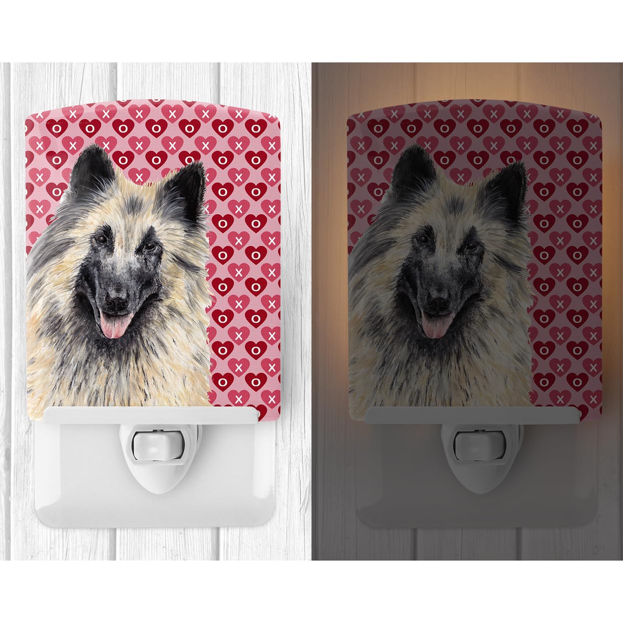 Carolines Treasures Ceramic Night Light, Belgian Tervuren Hearts, 6x4x3in, Multicolor, Model SC9247CNL, UL-Certified