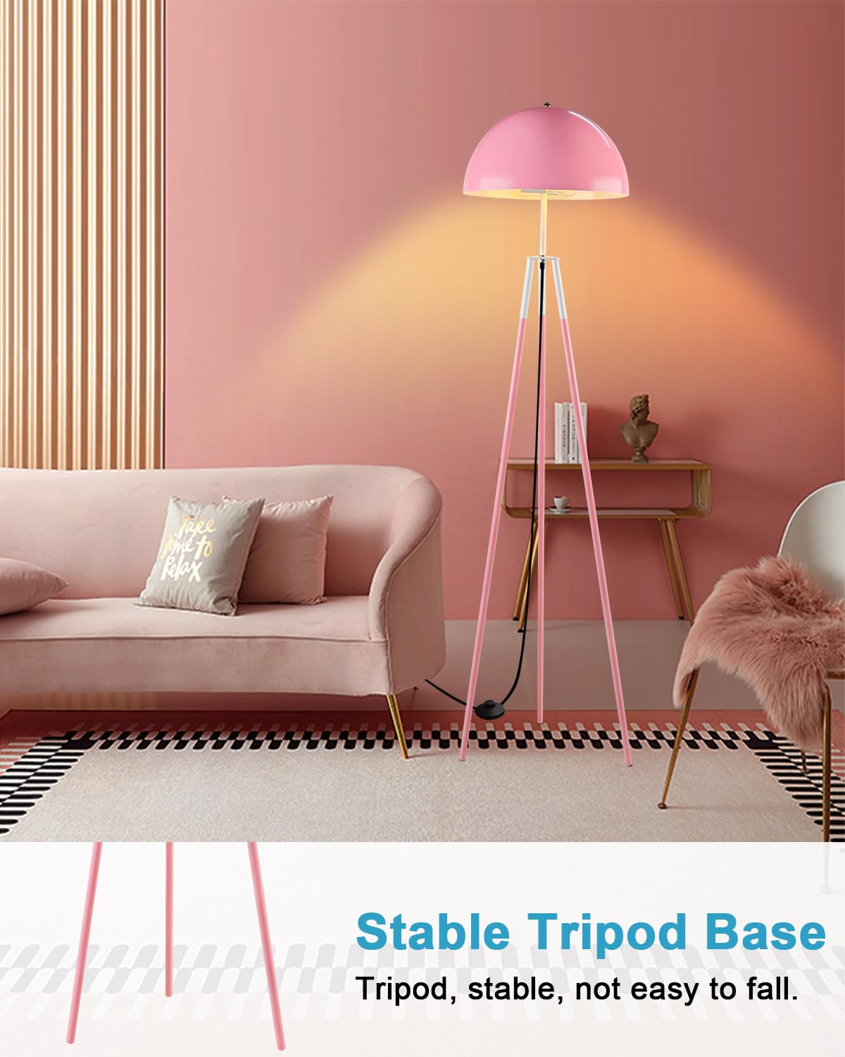 Lightdot 67IN LED Tripod Floor Lamp, Mid Century Standing Lamps, Industrial Floor Lamp for Living Room, Bedroom, Study Room and
