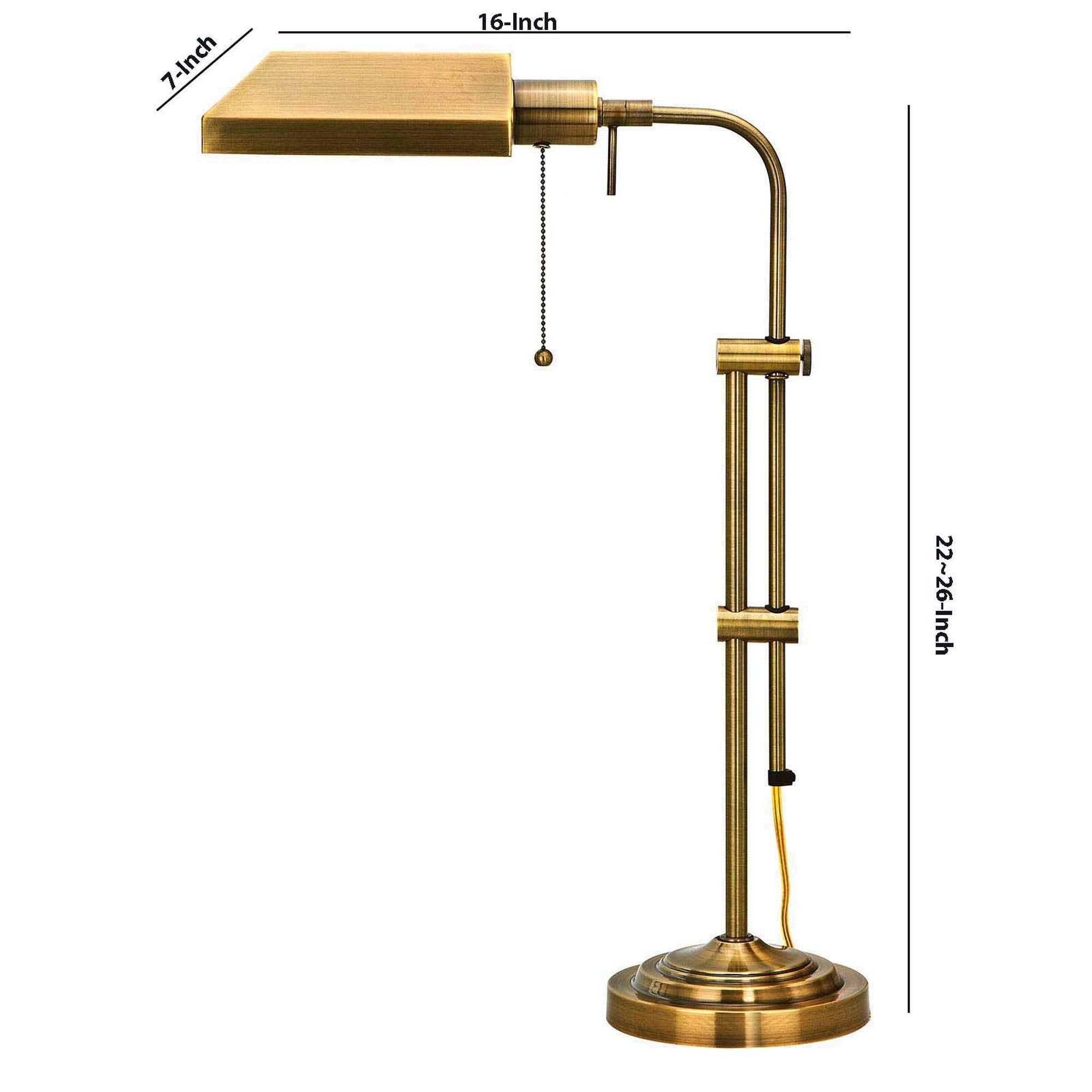 Benzara Metal Desk Lamp with Adjustable Pole, Gold, Model BM225083