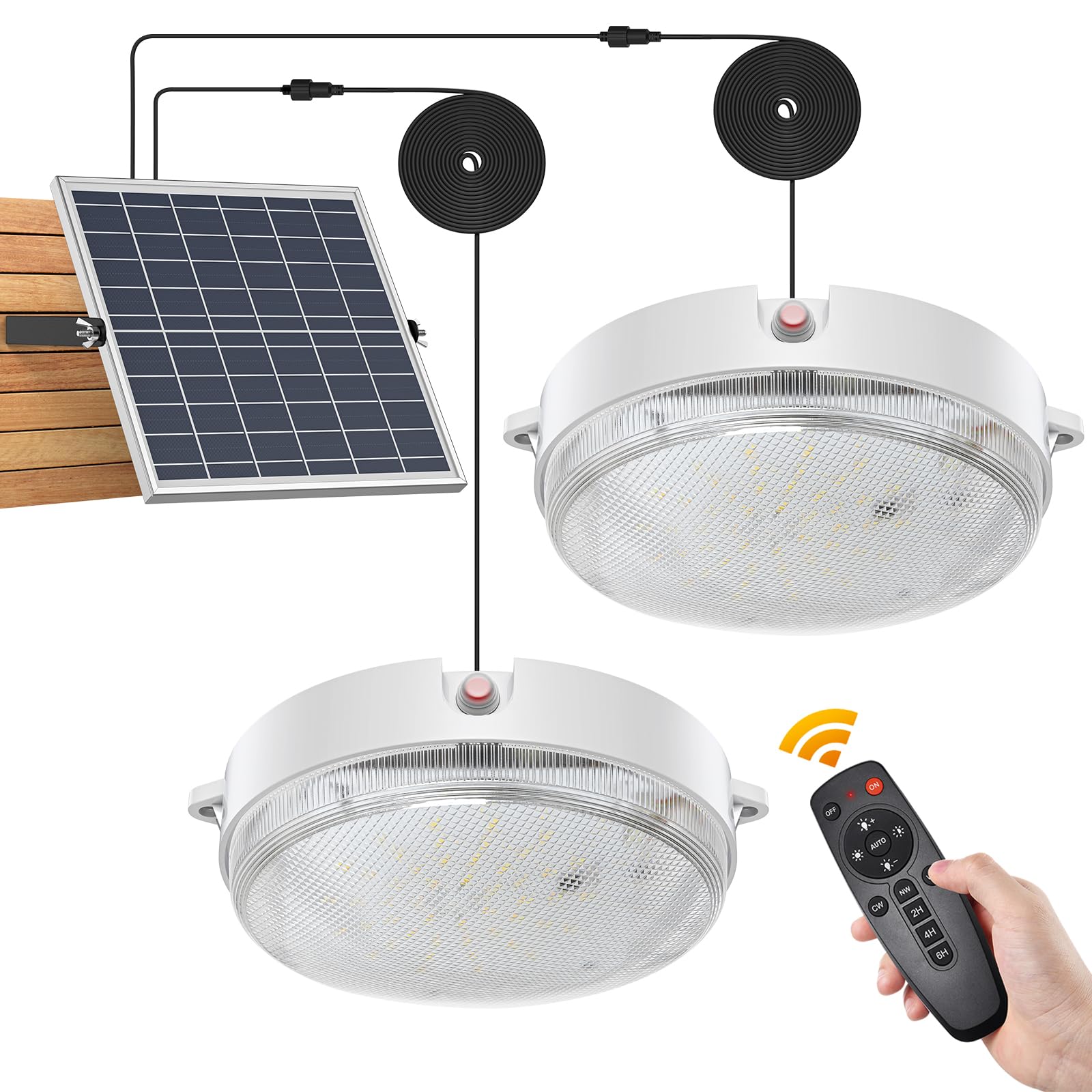 Sunbonar Solar Ceiling Lights (2 Pack) - Dimmable 3000K/4000K/6000K With Remote