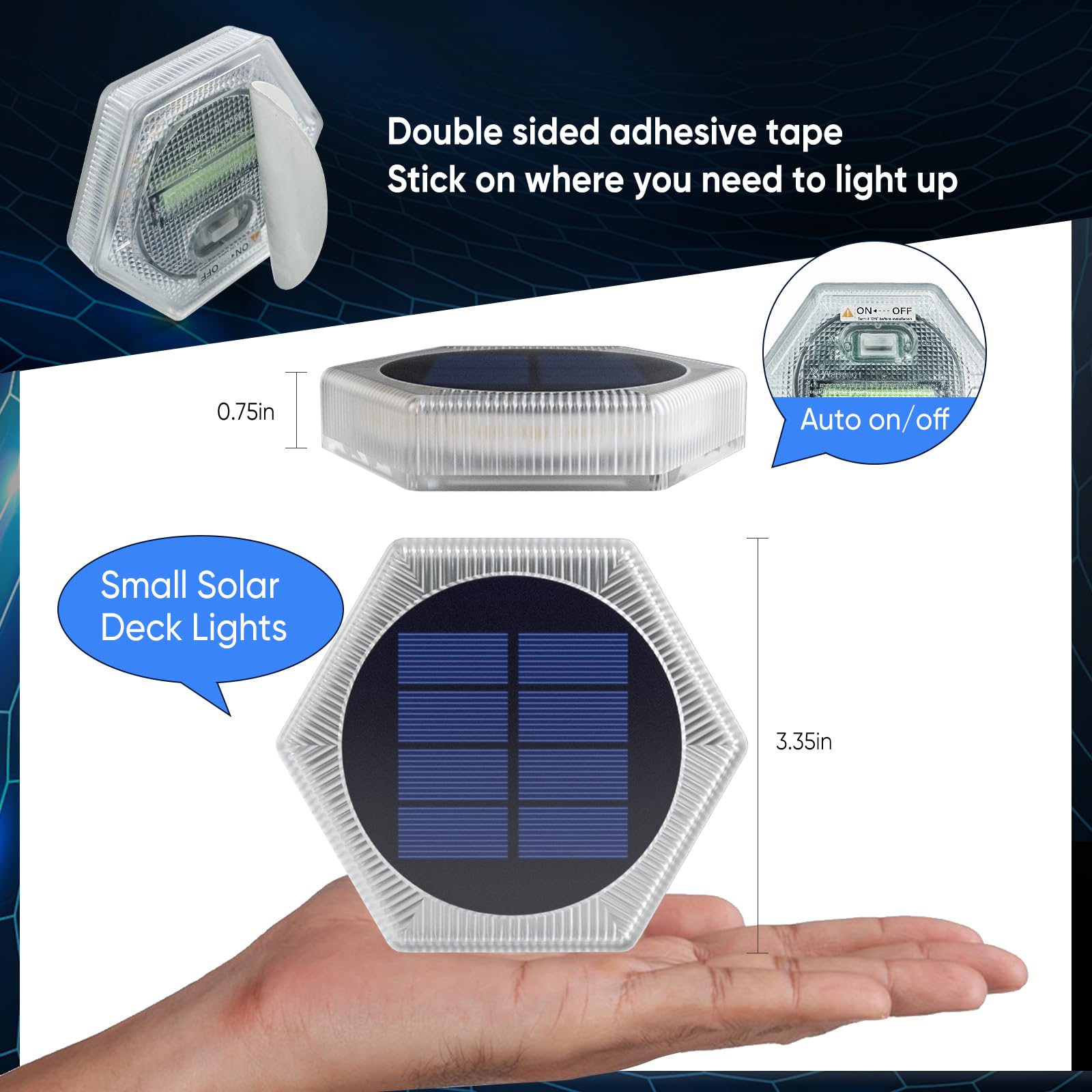 Blue Solar Deck Lights for Outside 6 Pack, Dock Lights Solar Powered Waterproof Driveway Warning for Driveway Pathway Boat Dock