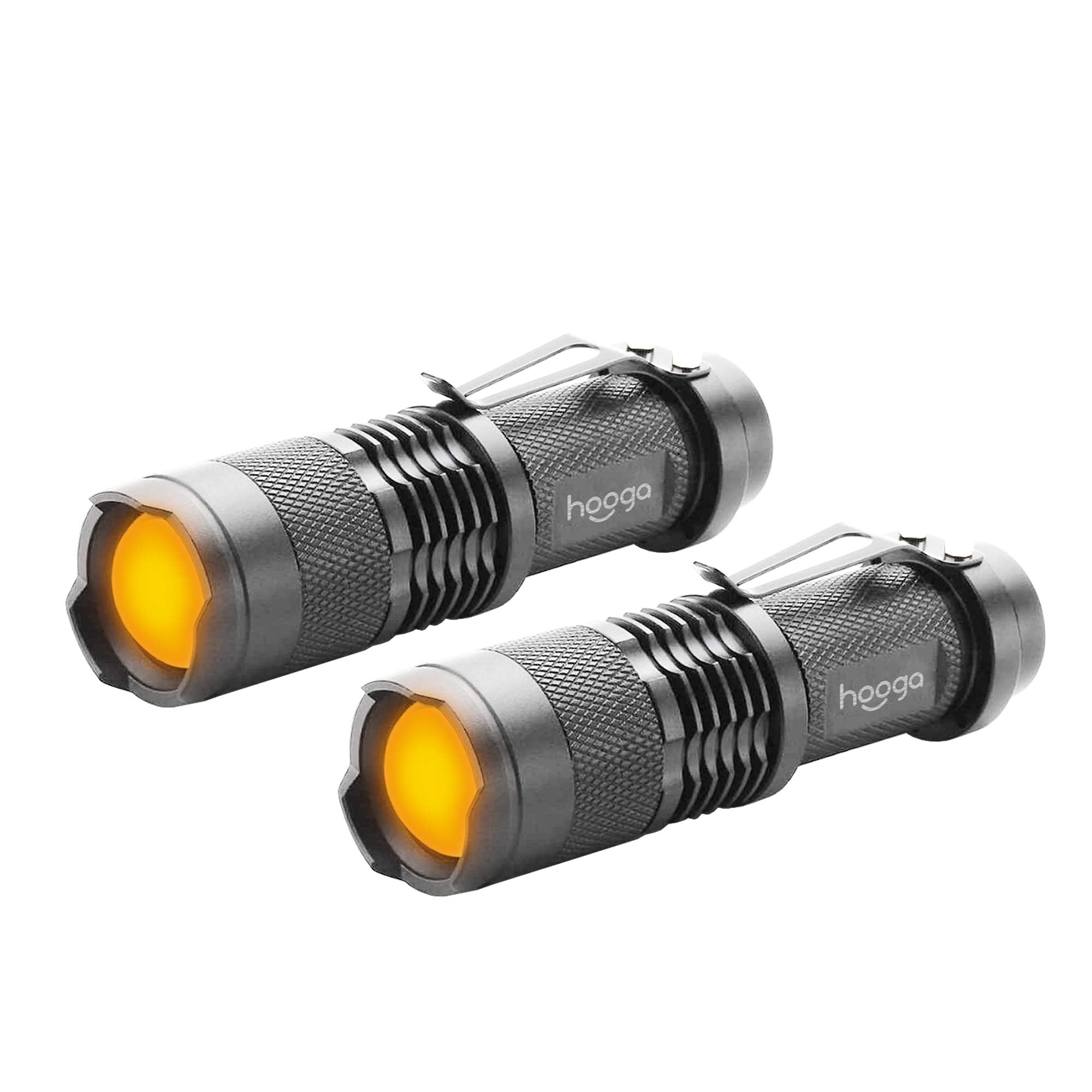 hooga Amber LED Flashlight 2-Pack, 1600K Blue Light Blocking, Warm Sleep Light for Eye Care, Circadian Rhythm, Nursery, Adjustab