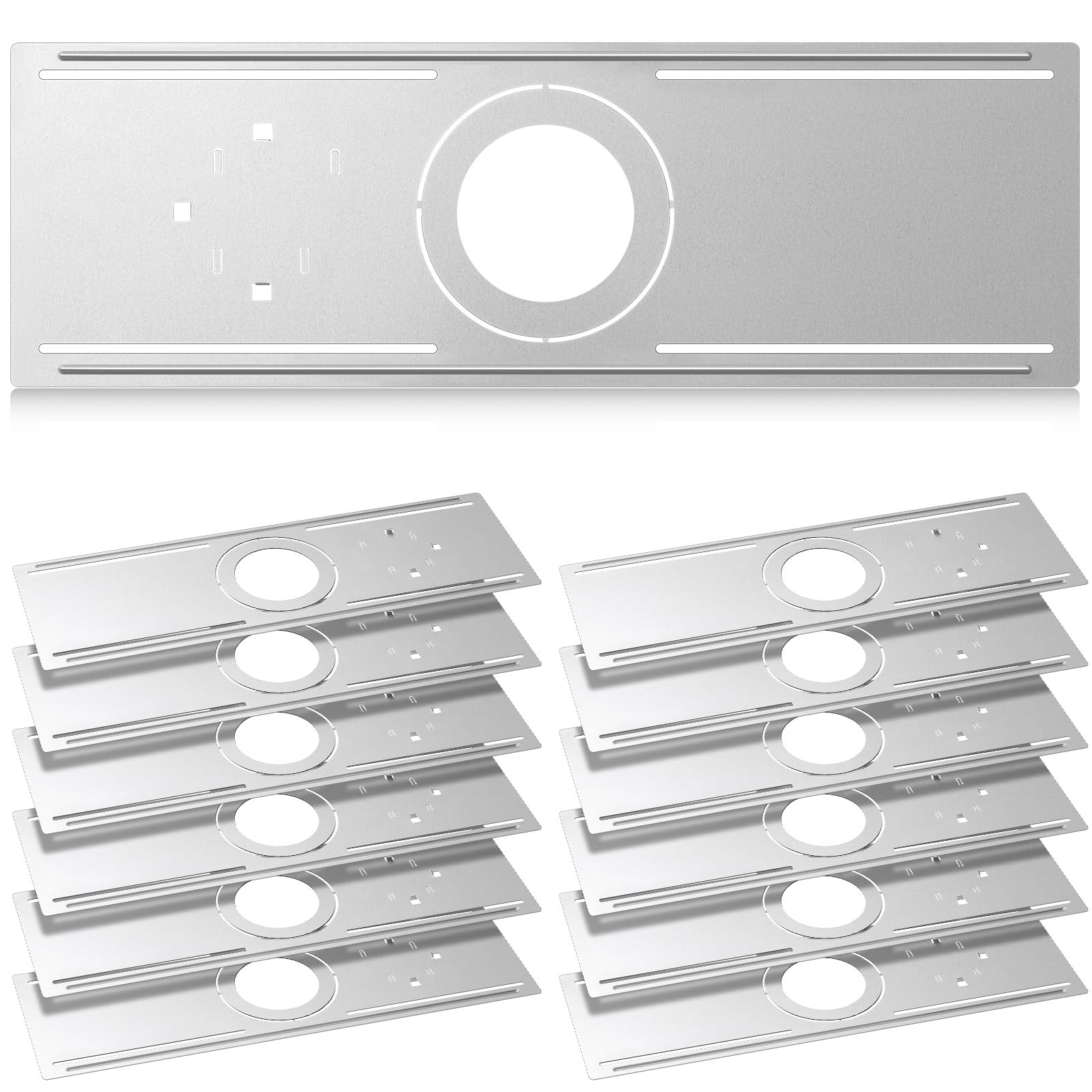 Blulu 12 Pcs New Construction Mounting Plate 4/6 Inch LED Recessed Lighting Kits for LED Bar Light Mounting with Notches Housing