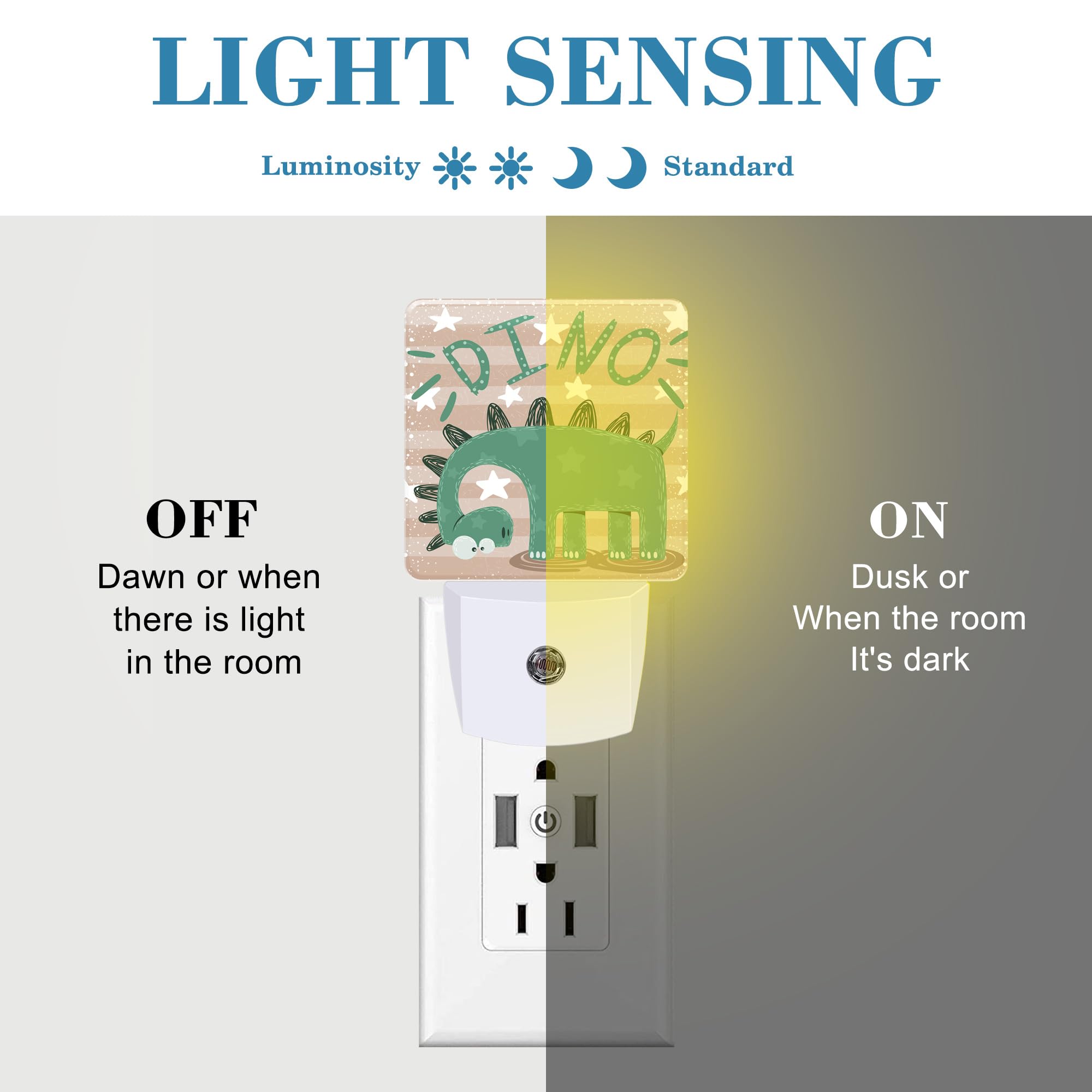 Uiaoiais Night Light For Kids Girls Boys, Cute And Funny Dinosaur Led Night Light Plug Into Wall With Dusk To Dawn Sensor For Ro