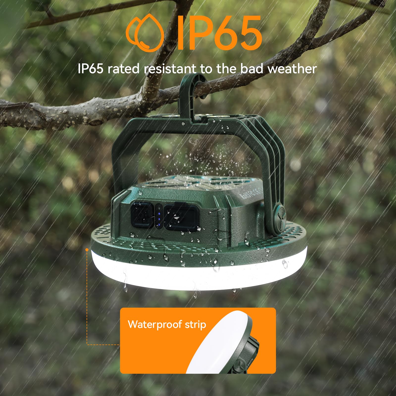 VAVOFO LED Camping Lantern 15,000mAh 4000LM Rechargeable IP65 Waterproof Green KM-FD01