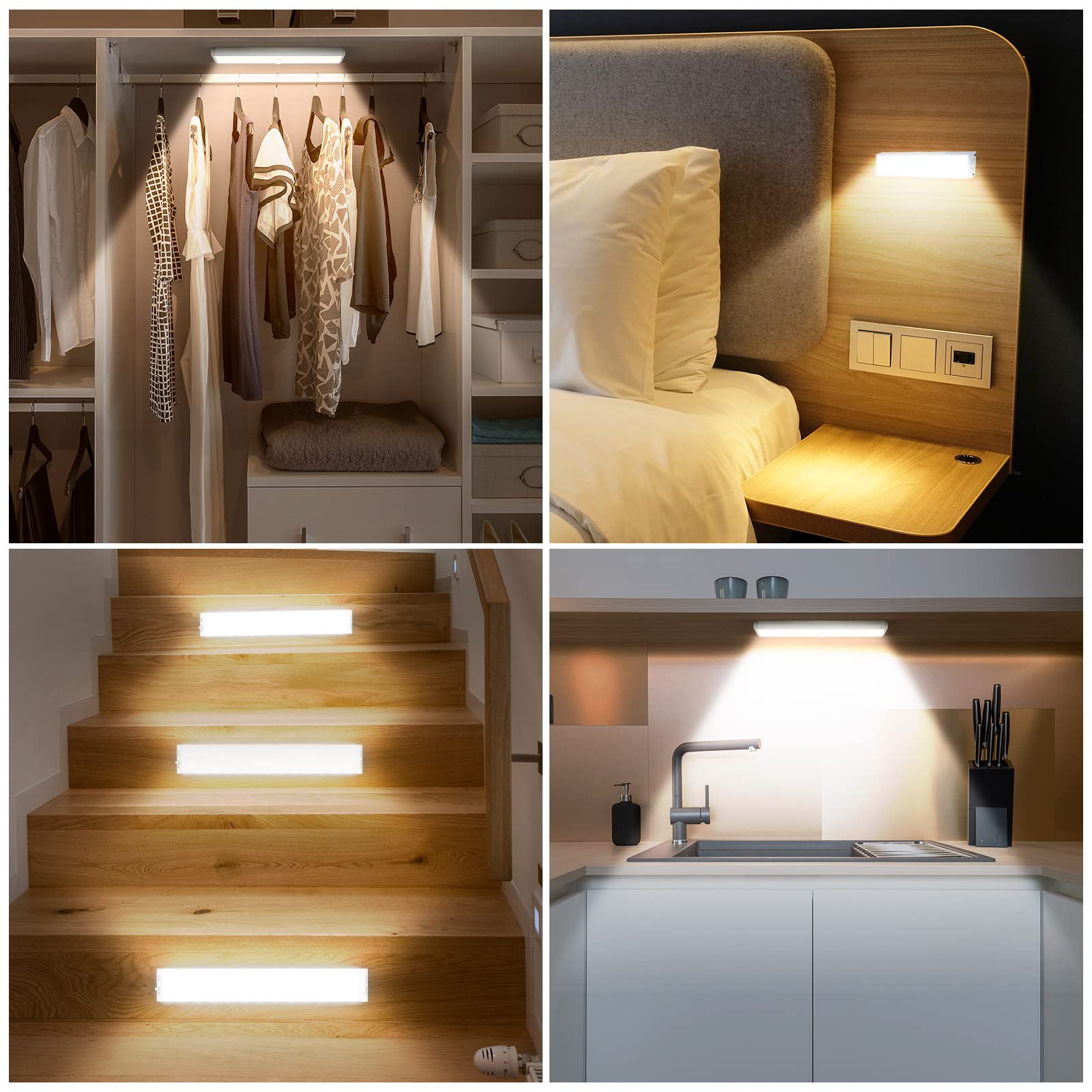 Alivation LED Closet Lights, Battery Operated with Remote, 1500mAh Rechargeable, Dimmable, 5 Pack, Cool/Natural/Warm White