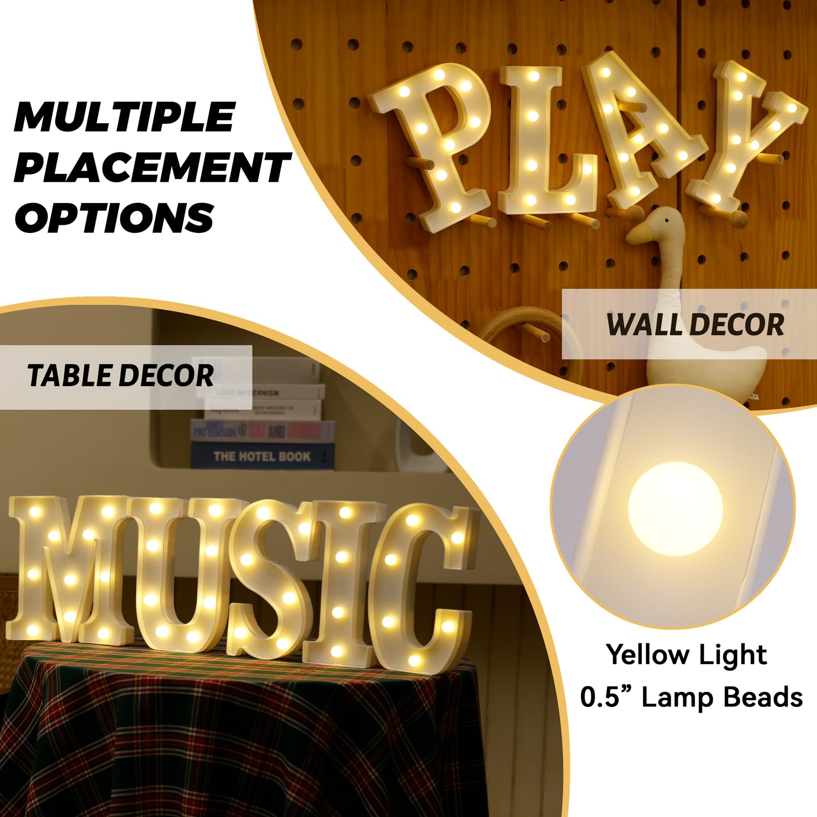 TEHIBIEN LED Light Up Marquee Letter 1, Battery Powered Plastic Decoration, White