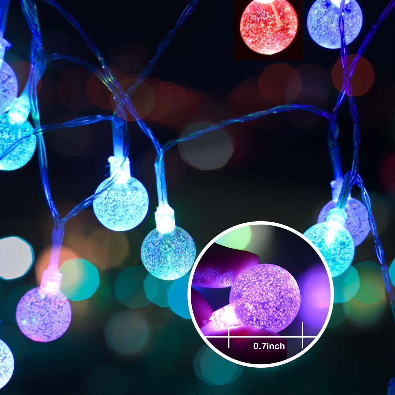 Ryblgled 200 Led Battery Powered Color Changing String Lights - 66Ft, 8 Modes, Waterproof