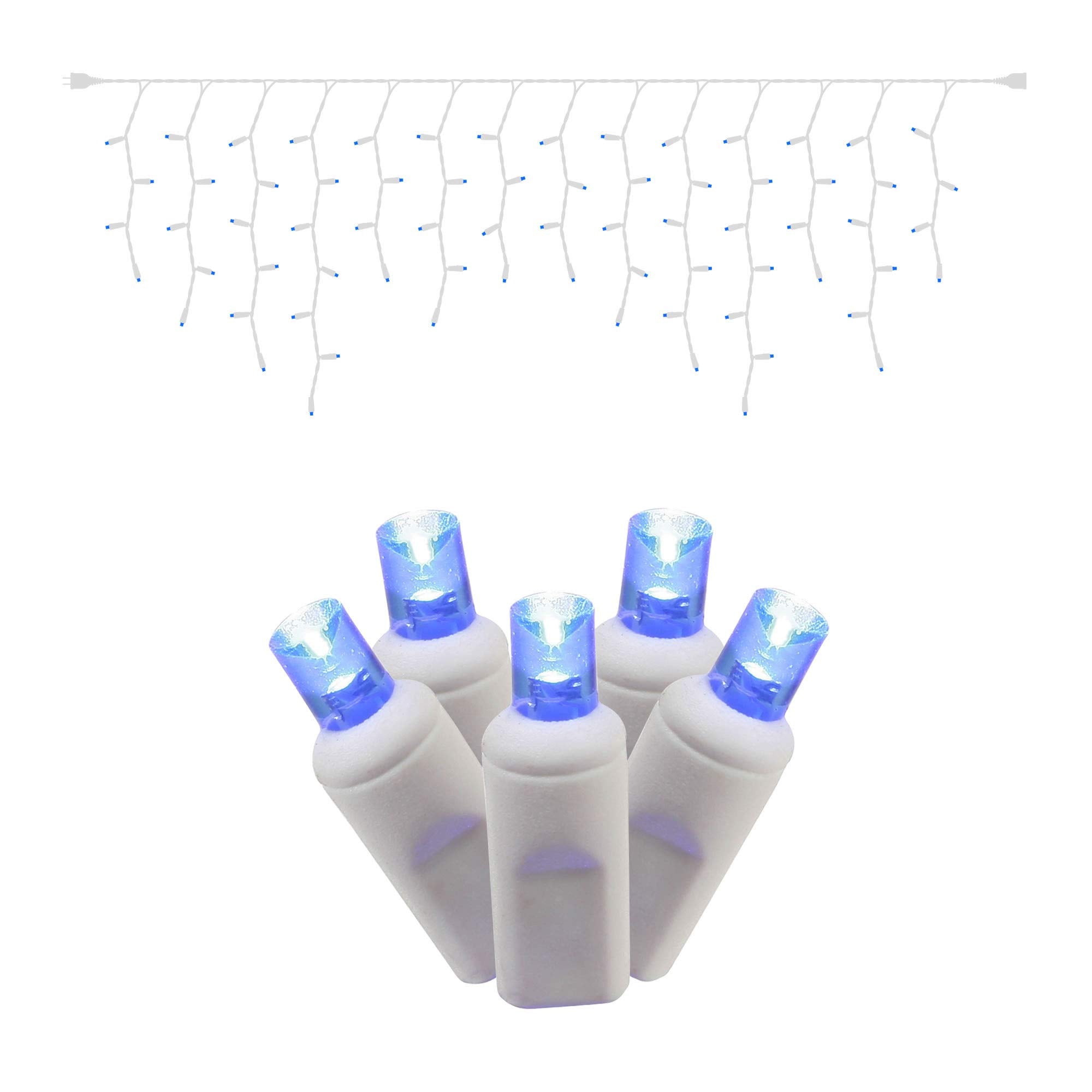 Vickerman 70 Light Blue Wide Angle LED Icicle Light Set on White Wire