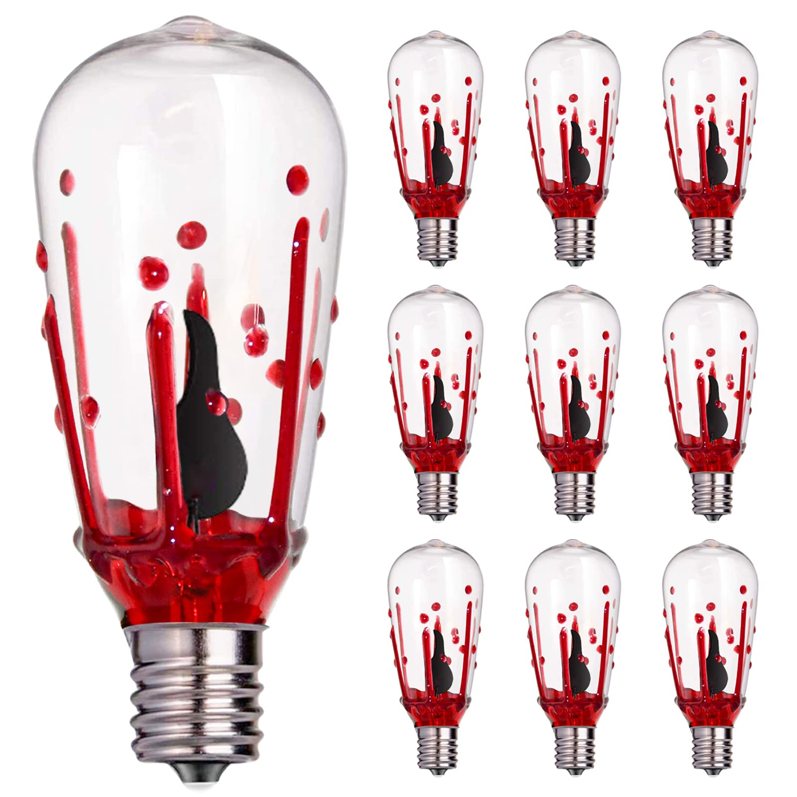 Abeja Edison Replacement Light Bulbs, ST40, 1W E17, Blood Tears, 10 Pack