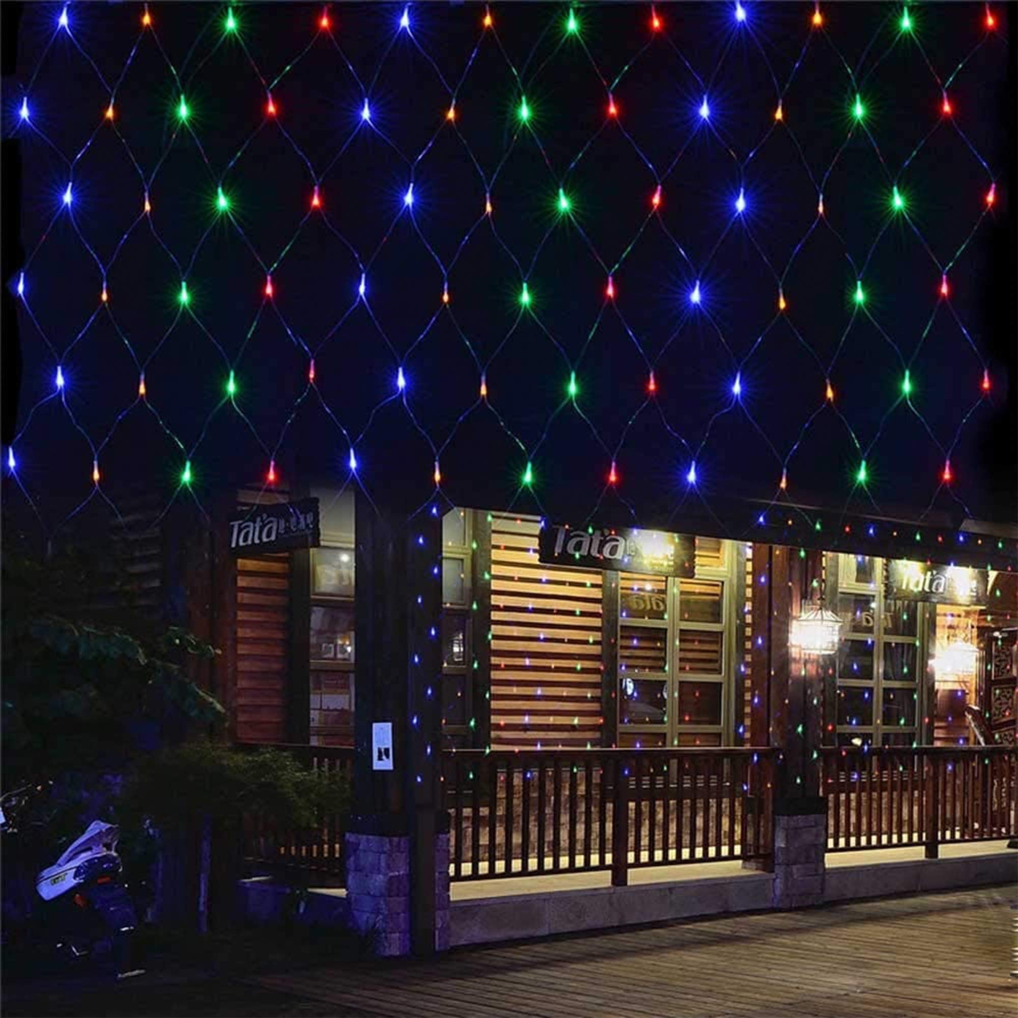 Oopswow Garden Net String Lights, Outdoor 192Led 9.8Ft X 6.6Ft Multicolor Fairy Lights With 8 Modes, Waterproof For Patio, Tree,