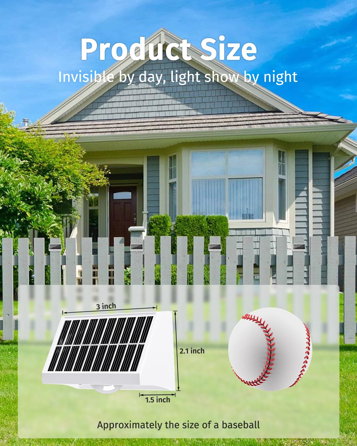 SenLuKit Solar Fence Lights - Waterproof LED Deck Lights, 8 Pack, Warm & Cool White RGB, SFL - 8, White, Outdoor Lighting Decor
