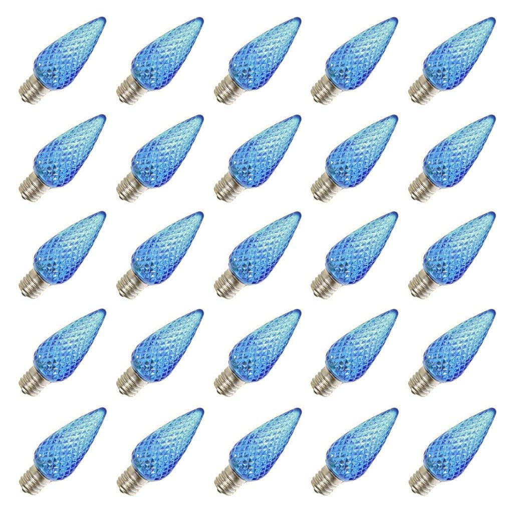 Vickerman C9 LED Replacement Bulb, Blue, Faceted, Model XLEDC92-25, Pack of 25