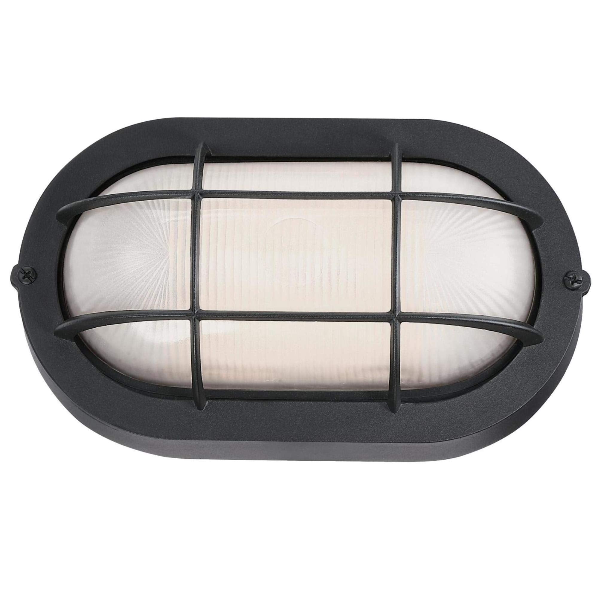 Westinghouse 6113700 One-Light Dimmable LED Outdoor Wall Light, Textured Black Finish, White Glass
