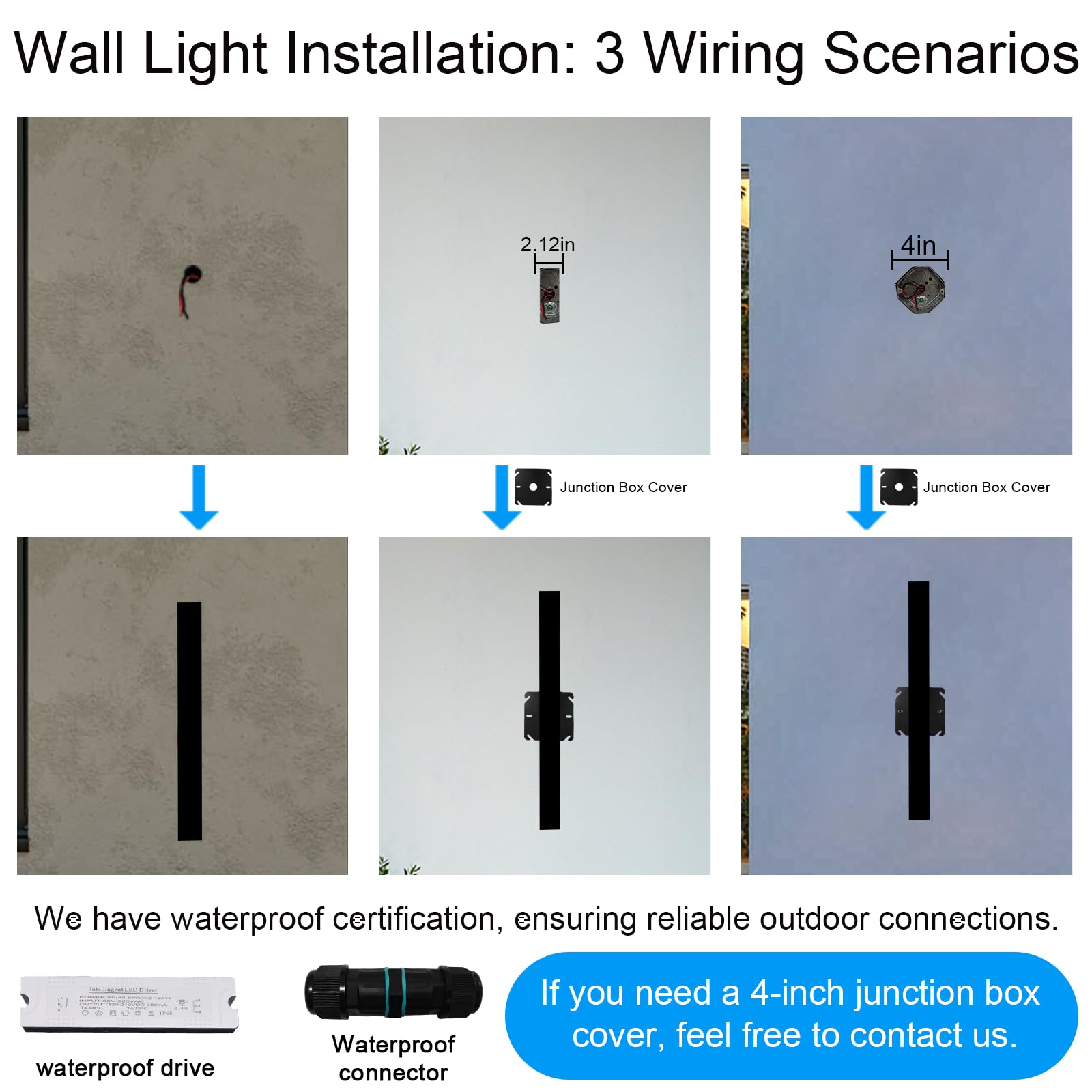 Outdoor Wall Lights For House - 2Pack 92.5Inch Modern Outdoor Wall Light Fixture Long Strip Wall Sconce, Dimmable Ip65 Waterproof Exterior Wall Mount Outside Garage Lights For Living Room, Porch
