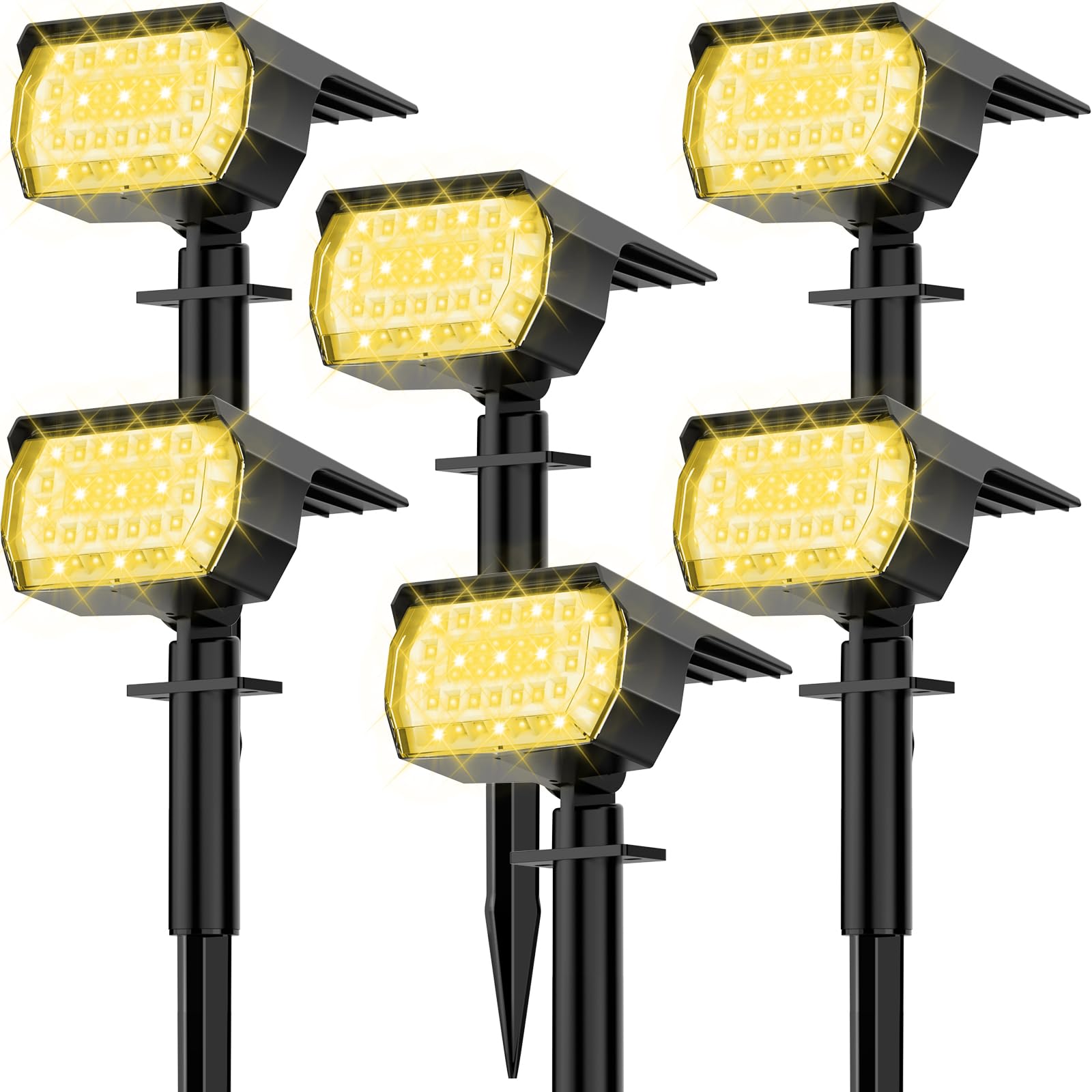 Minpea Solar Spot Lights Outdoor, [57 Led/6 Pack] Solar Lights Outdoor Ip65 Waterproof, 3 Modes Solar Landscape Spotlights, Solar Powered Garden Yard Lights For Outside Patio Pathway Pool(Warm White)