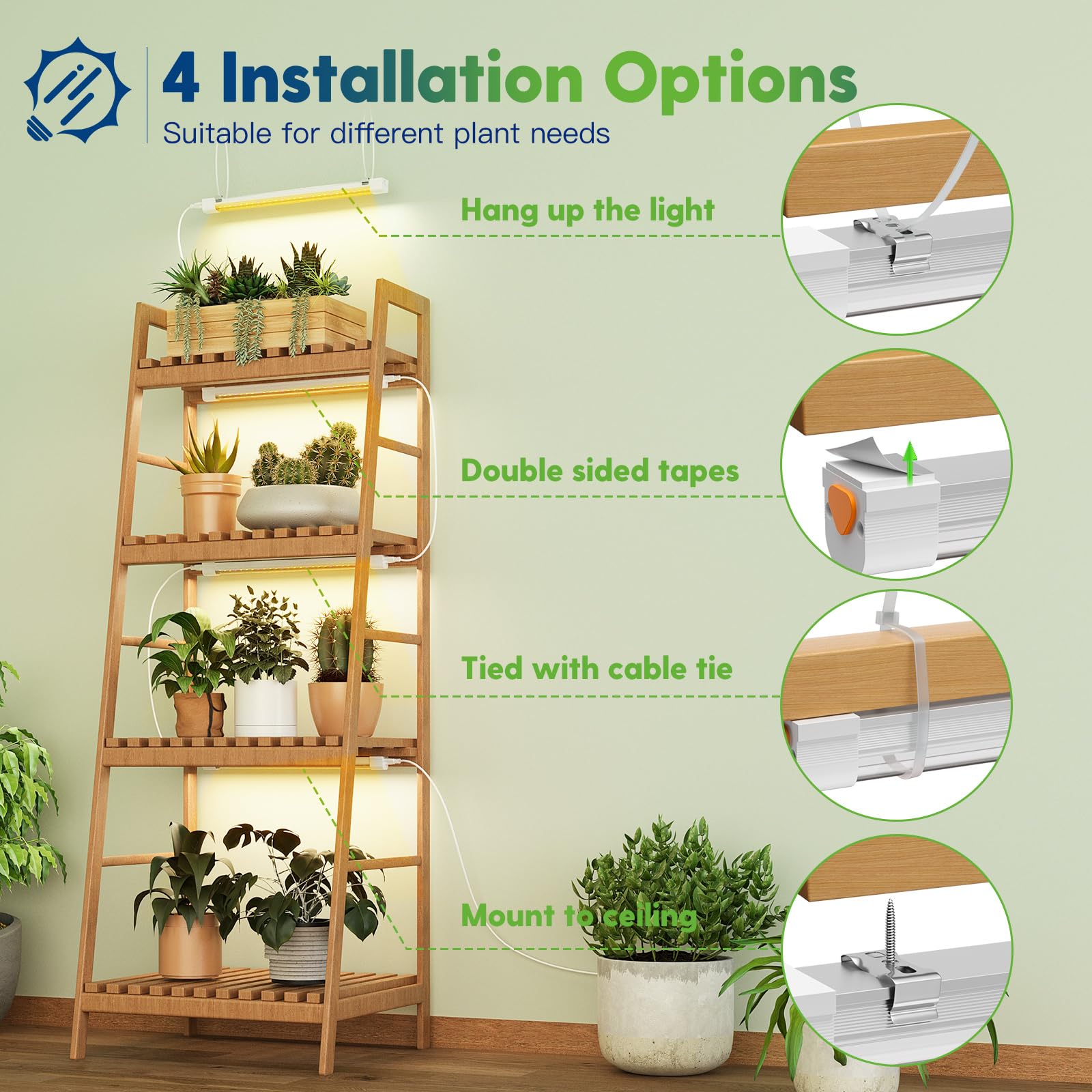 FREELICHT LED Grow Light Strips, 20W Full Spectrum, 2 Pack, White, Aluminum for Indoor Plants and Succulent Seeding