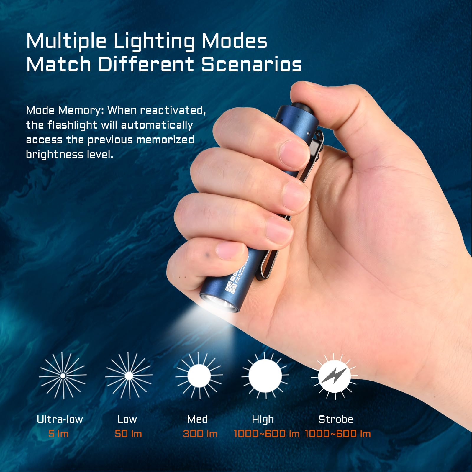 Acebeam Rider Rx 1000 High Lumens Edc Aa Flashlight Rechargeable, Pocket Led Flashlight With Clip, Super Bright Mini Flash Light