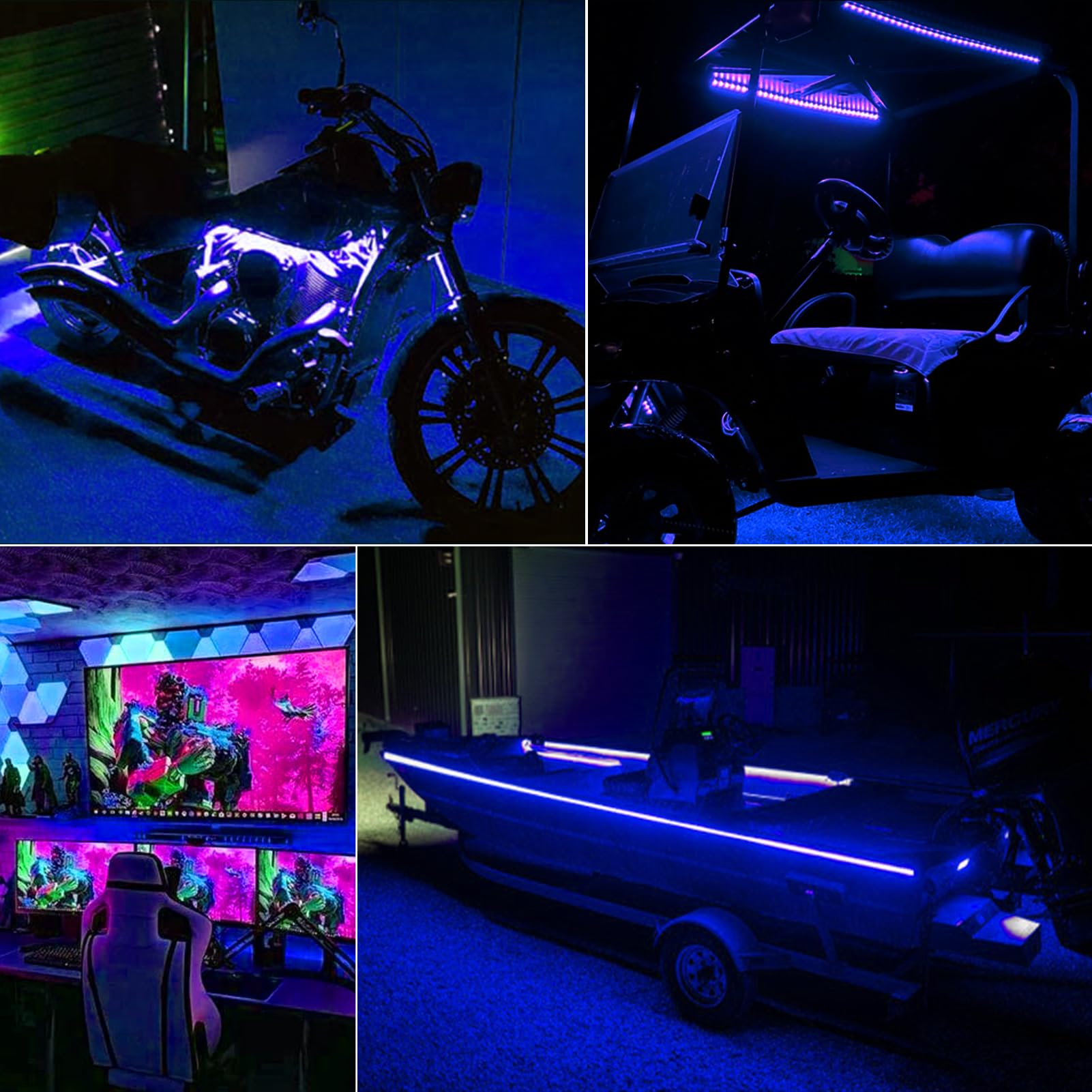 echosari Blue LED Strip Lights, Waterproof, Battery Operated, 8 Modes, Dimmable, 90 LEDs, Self-Adhesive, Indoor/Outdoor Decor