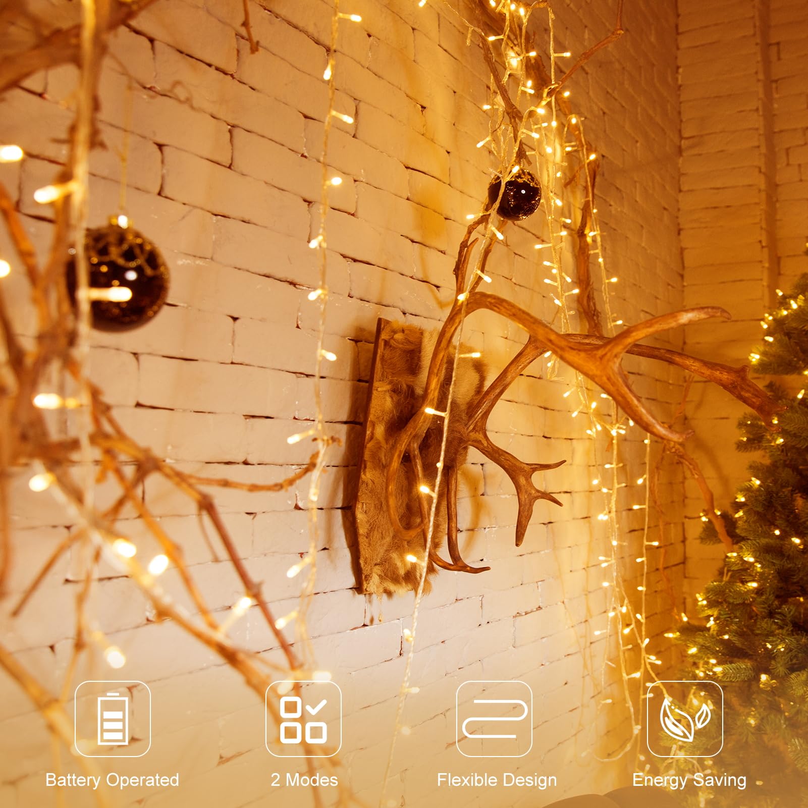 4 Pack String Lights Battery Operated, 13.2Ft 40 Led Clear Wire Fairy String Lights, Christmas Twinkle Fairy Lights Outdoor For