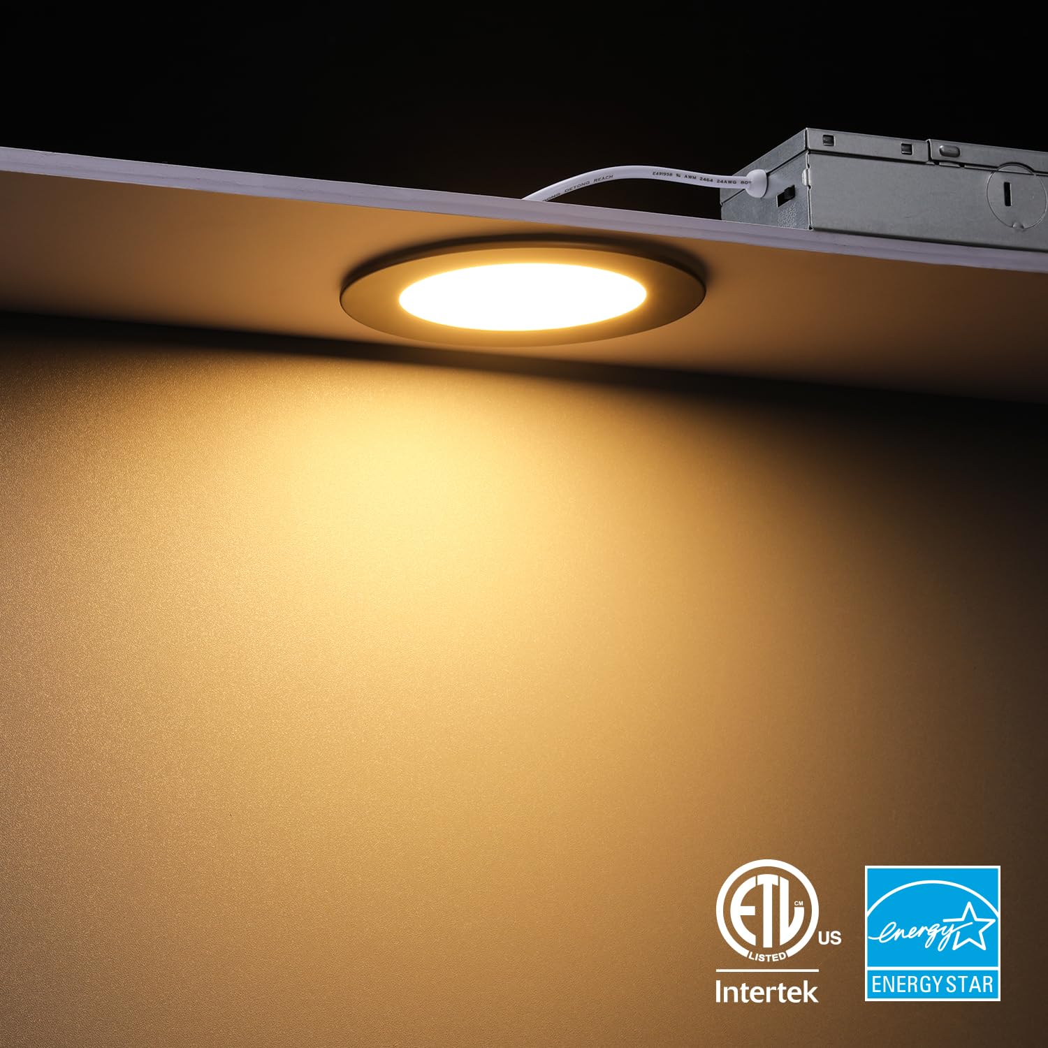 Torchstar 4 Inch 5Cct Slim Recessed Lighting With J-Box, Ultra-Thin Led Recessed Light, Aluminum Dimmable Canless Downlight, Etl&Es, 2700K/3000K/3500K/4000K/5000K, Oil Rubbed Bronze, Pack Of 6