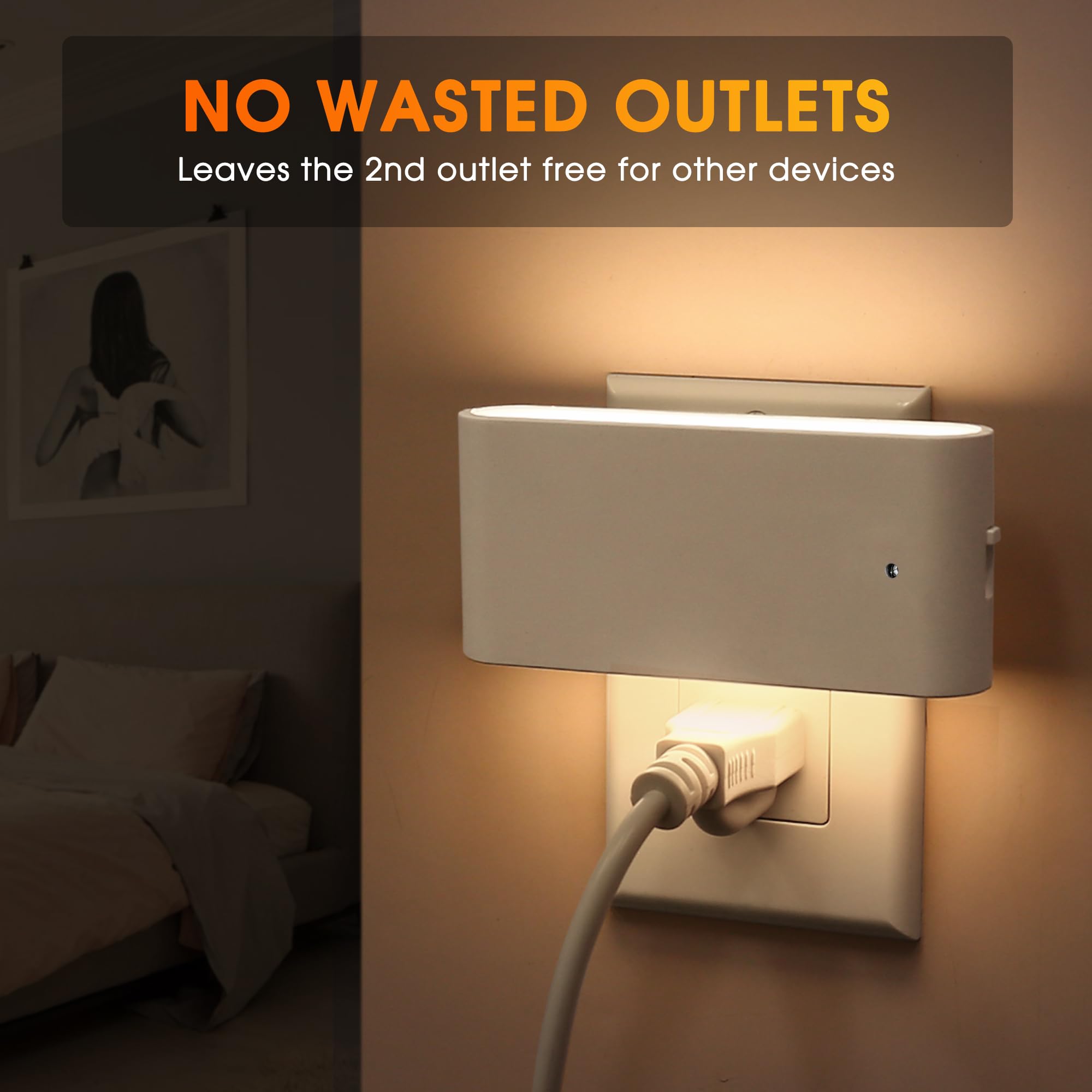 Briignite LED Night Lights 2 Pack with Dusk to Dawn Sensor, Dimmable, 3000K Soft White, Plug-in for Kids Room, Bedroom, Hallway, Kitchen