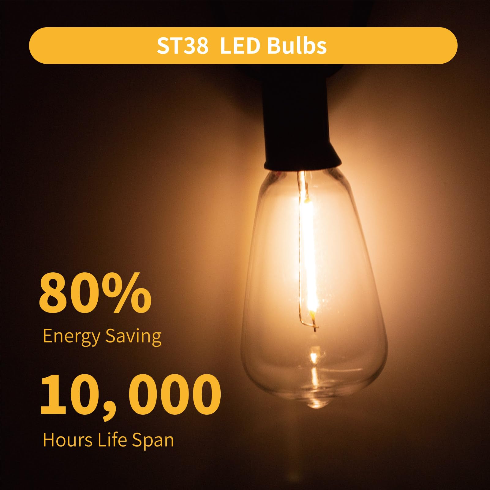 VISTERLITE ST38 LED Replacement Bulbs, 1W Equivalent to 7W Incandescent, Warm White, Shatterproof, 50 Pack, E12 Screw Base