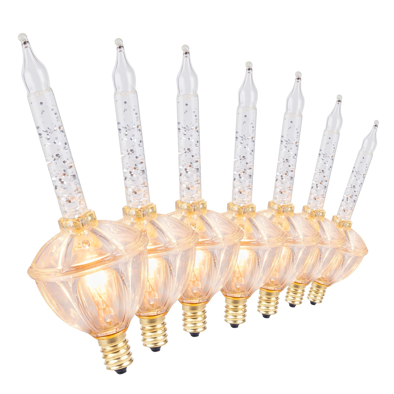 Minetom 14 Pack Bubble Lights Replacement Bulbs, Clear Fluid Lights Bulbs, C7 E12 Candelabra Base, Xmas Bubble Lamps for Christmas Tree Decorations, Warm White