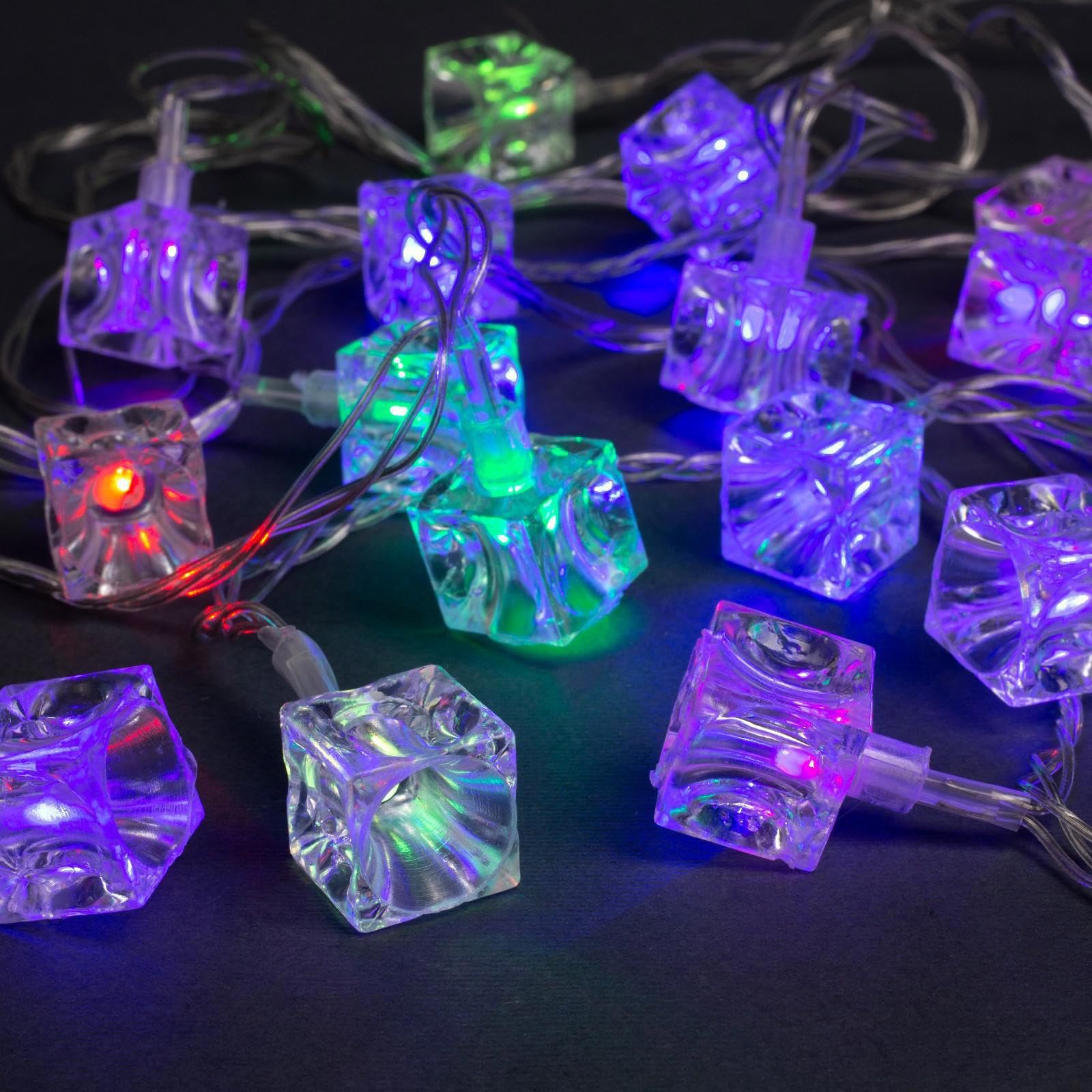 Party Propz Multicolour Cube Led Lights - 14 Feet, 10 Led Lights for Home Decoration Colourful | Crystal Cubes Shape Lights for